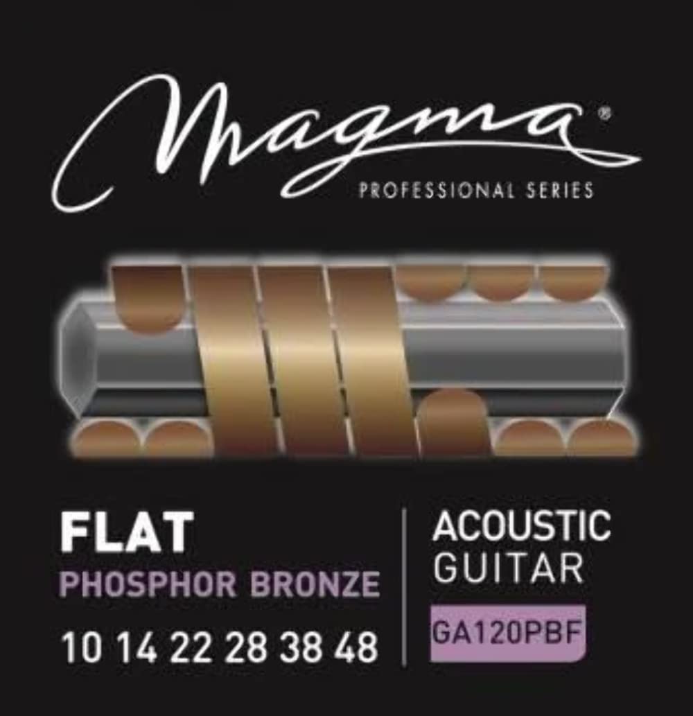 Magma Light Acoustic Guitar Strings 10-48 Gauge, Flat Phosphor Bronze Wound - .010