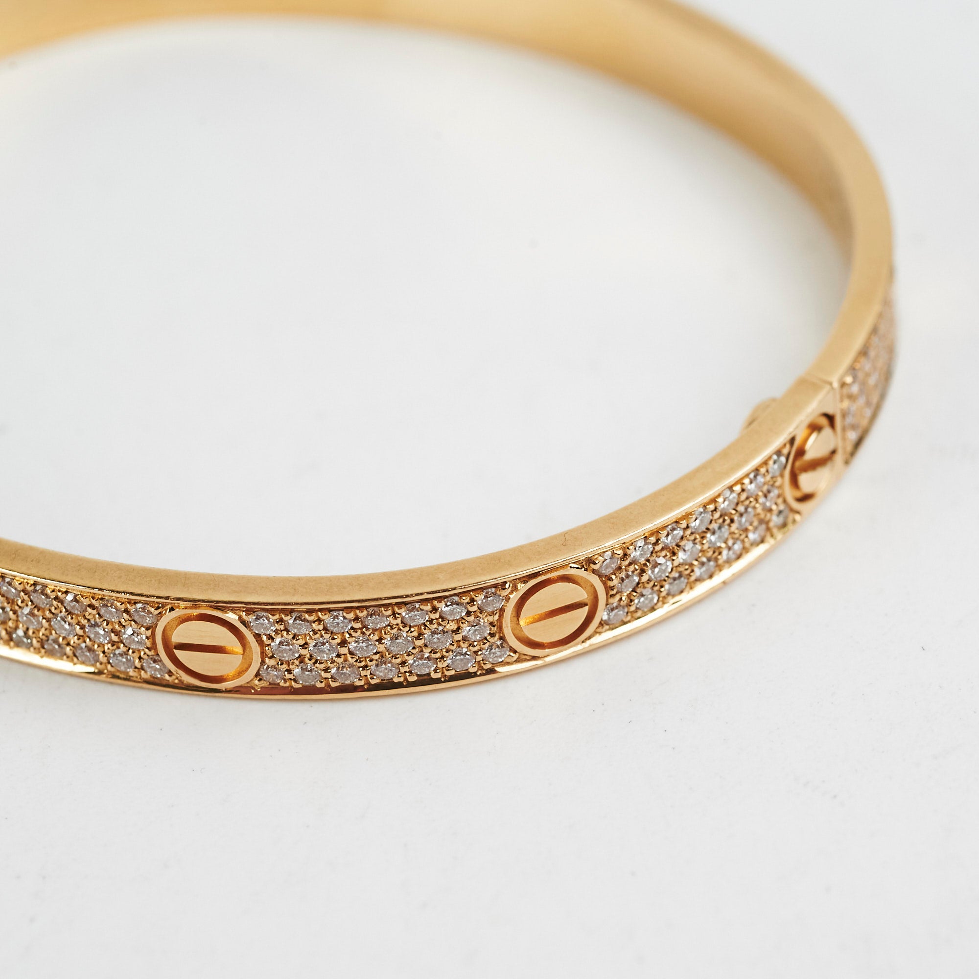 Authentic Cartier Love Bracelet with Pave Diamonds - Size 19 (2015) - Luxury Jewelry for Women, Perfect for Anniversaries & Special Occasions