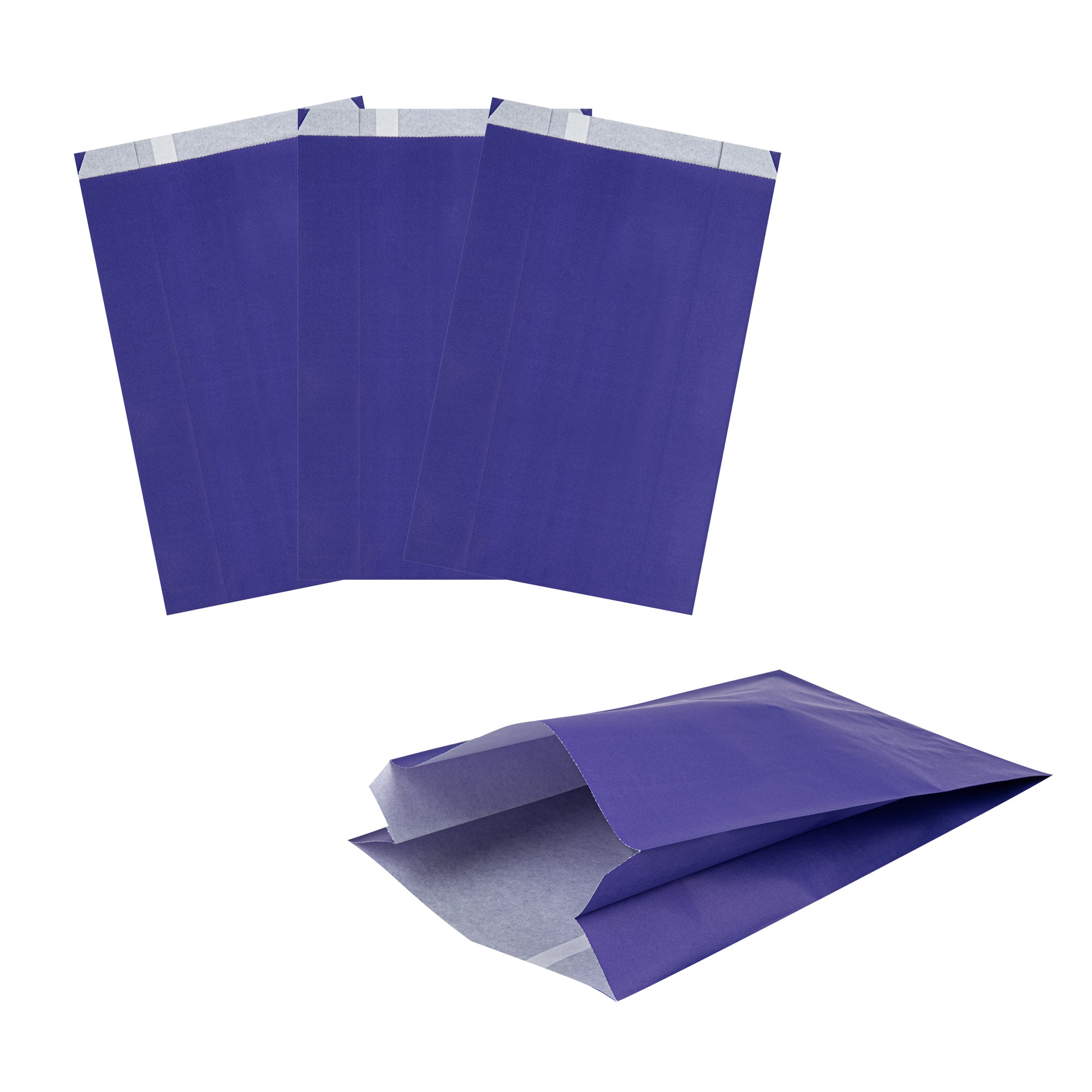 Eco-Friendly Purple Paper French Fry & Snack Bags - 7x3x11 Inches, 100 Count Bulk Box - Perfect for Restaurants, Food Trucks & Party Snack Serving