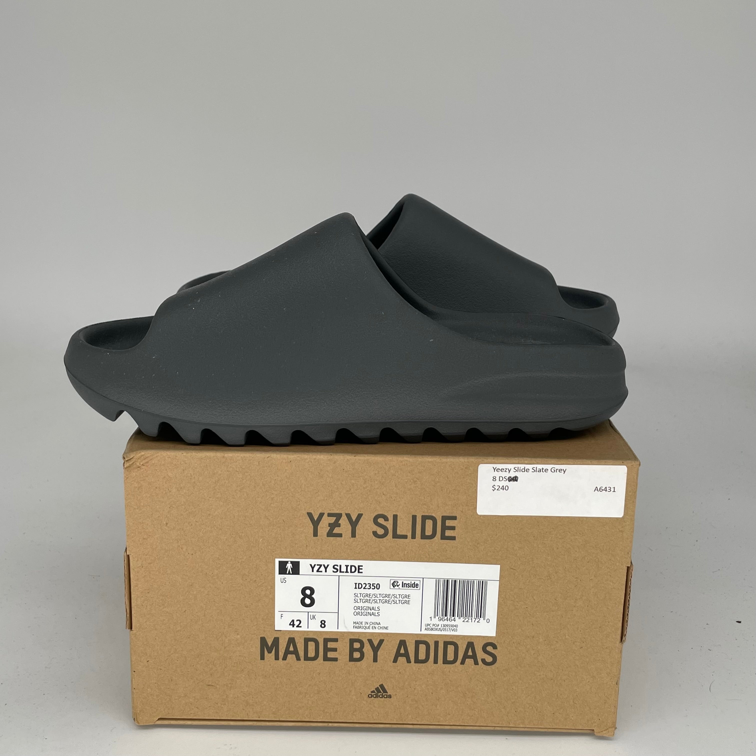 Adidas Yeezy Slide Slate Grey - Men's Size 8 [ID2350] | Comfortable Slides for Beach, Pool & Casual Wear