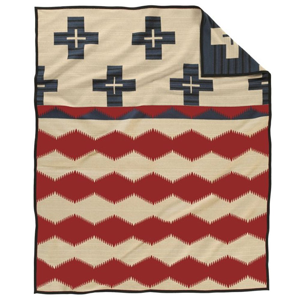 PENDLETON Brave Star Blanket - Red, White & Blue Plaid Wool Blanket for Adults - Cozy Camping, Picnic & Home Decor Throw - One Size