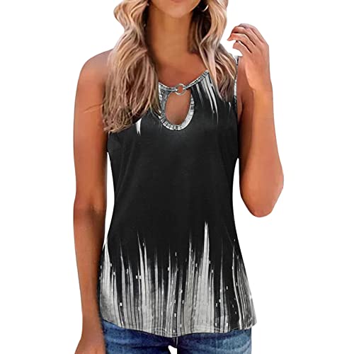 Women's Blouses & Tops - Stylish Color Block Tie-Dye Sleeveless Crew Neck Casual Tank Tops for Women | Perfect for Summer Outfits, Beach Wear & Casual Office Attire
