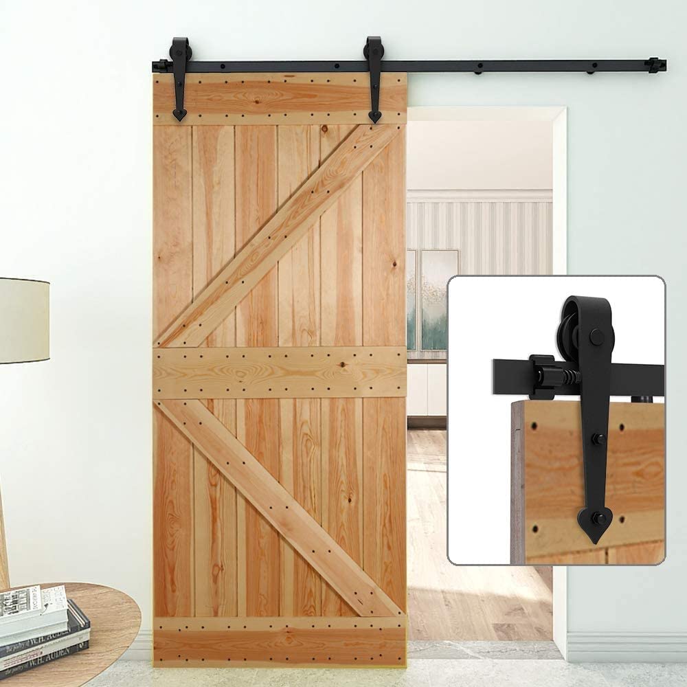 Heavy Duty 8FT Sliding Barn Door Hardware Kit - Smooth & Stable Operation - Easy Installation for 48