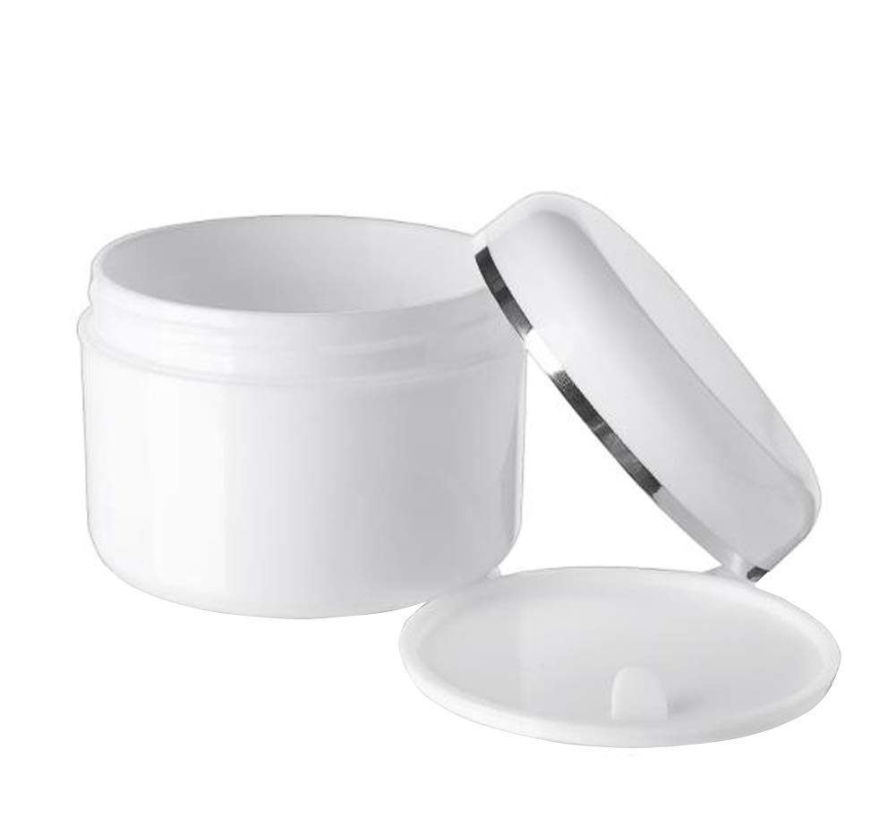 6-Pack White 8 Oz (250ml) Empty Cosmetic Jars with Liners & Dome Lids - Refillable Plastic Containers for Face Cream, Lip Balm, Lotion | DIY Skincare, Travel Size Storage, Home Organization