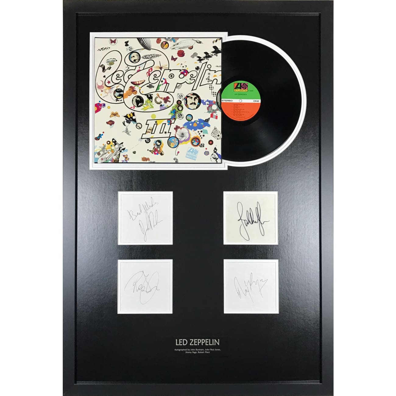 Authentic Led Zeppelin Signed Collage - Autographs by John Bonham, John Paul Jones, Jimmy Page & Robert Plant with Epperson COA - Rare Collectible Memorabilia for Music Fans & Rock Enthusiasts - Perfect for Display in Music Rooms, Man Caves & Collector Galleries