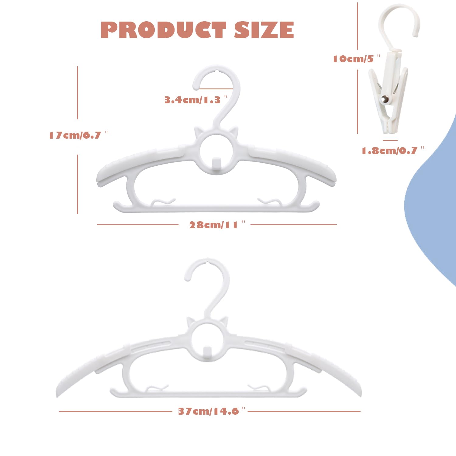 Ultra Thin Non-Slip Baby Closet Hangers - 30 Pack Adjustable Infant Clothes Hangers (11