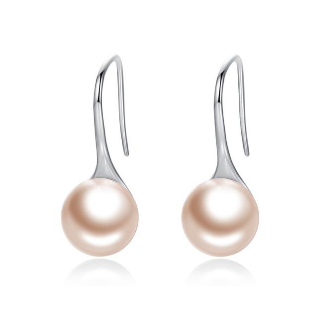 925 Sterling Silver Elegant Round Simulated Pearl Drop Earrings for Women - Pure Love Jewelry Gift for Anniversary, Wedding, Valentine's Day & Special Occasions