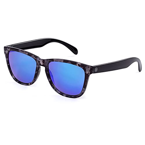 C28 - Black Floral/Blue Mirrored Lens