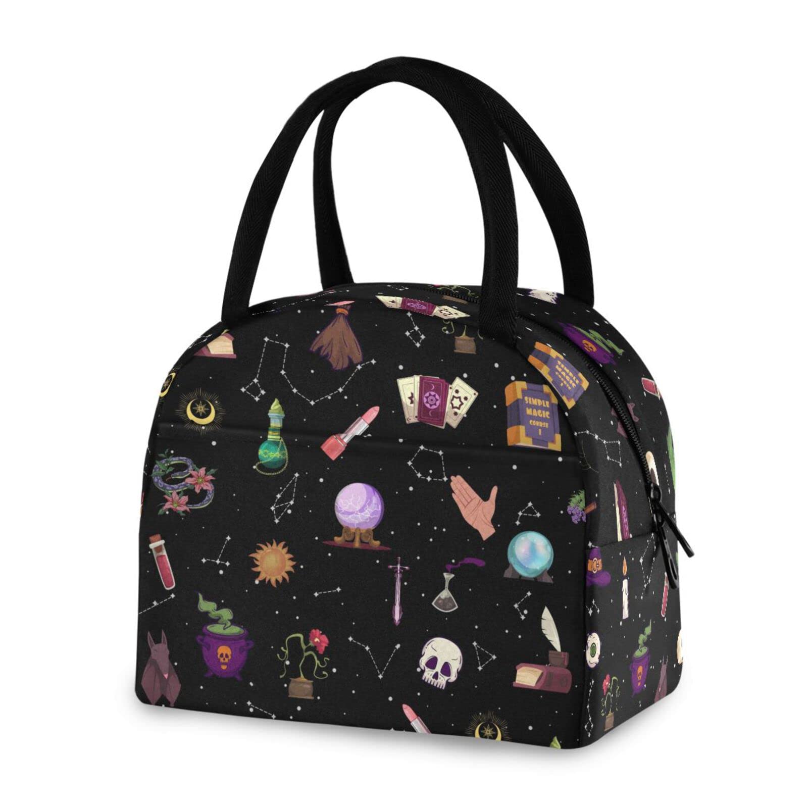 Witch Astrology Insulated Lunch Bag - Reusable Thermal Tote for Women & Men - Perfect for Office, School, Picnic & Hiking - Stylish & Functional Lunch Carrier