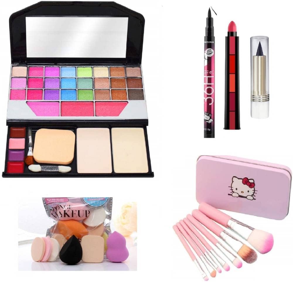 Beggie 6155 All-in-One Fashion Makeup Kit for Girls - Includes Eyeliner, Kajal, Makeup Brushes, Sponges & 5-in-1 Lipstick (6-Piece Set) - Perfect for Teen Makeup Practice, Birthday Gifts & Party Looks