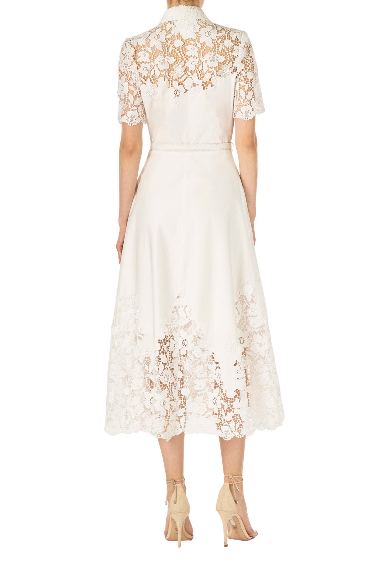 Lace Detail Short Sleeve Dress for Women - Elegant Floral Lace Summer Dress with Comfortable Fit - Perfect for Weddings, Parties & Date Nights