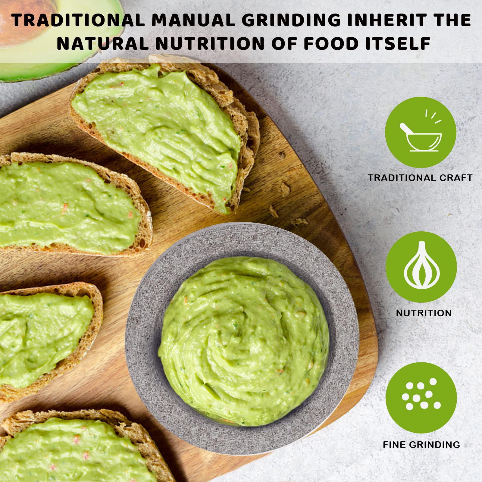 Premium Granite Mortar and Pestle Set - 6 Inch Heavy Duty Unpolished Stone Spice Grinder for Crushing, Mashing Herbs, Seeds, Nuts - Perfect for Guacamole, Garlic Paste, and Fresh Spice Blends - Ideal for Home Kitchens and Professional Chefs
