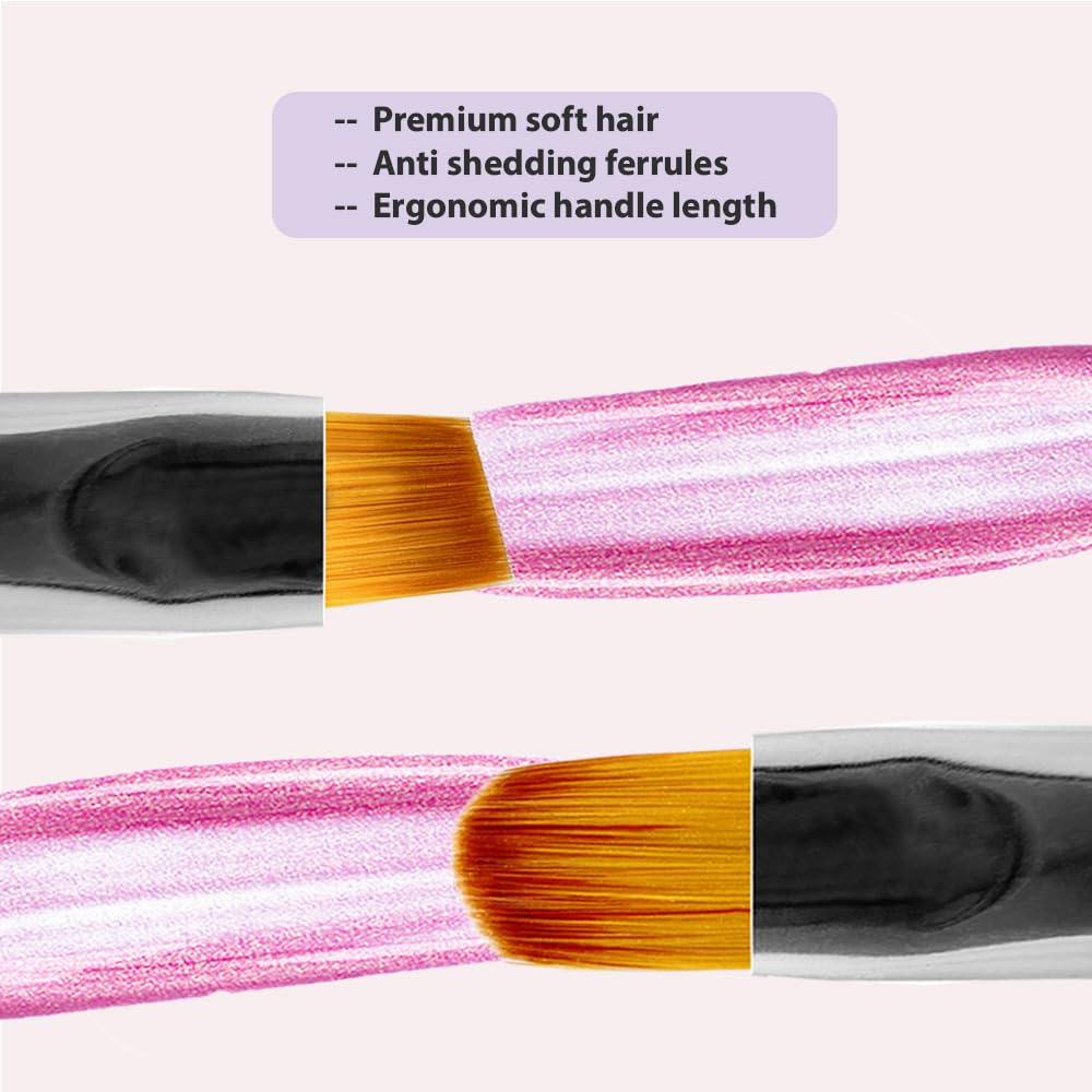 Professional Nail Art Brushes Set - Double Ended Manicure Tools with Cuticle Cleaner & Clean Up Brush for Salon Quality Results at Home | Perfect for DIY Nail Art, Gel Polish Application & Nail Care Routine