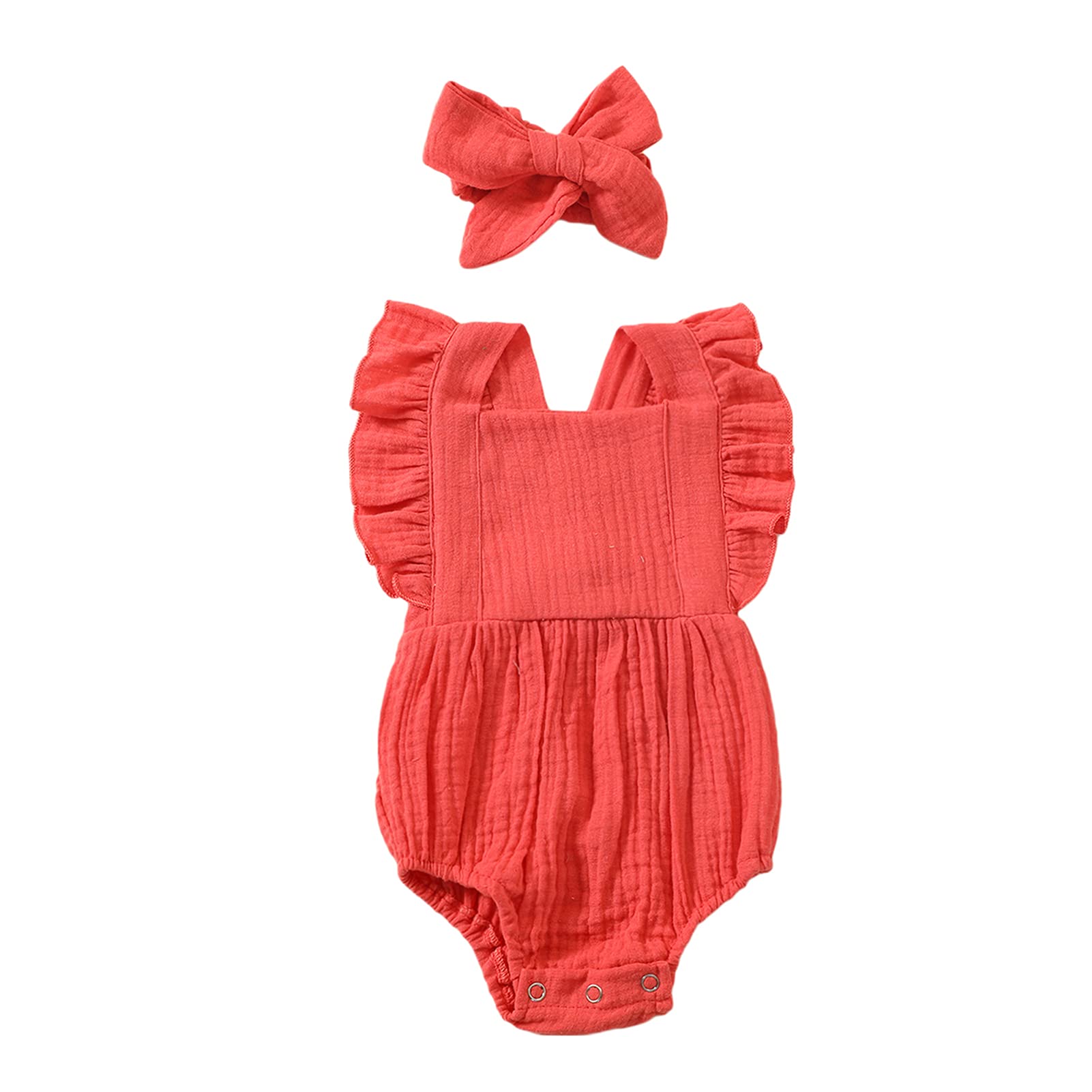 Newborn Baby Girl Romper Outfit - Soft Cotton Bodysuit Playsuit with Fly Sleeves | Cute Jumpsuit for Infant Summer Wear | Perfect for Playdates, Beach Trips & Photo Shoots