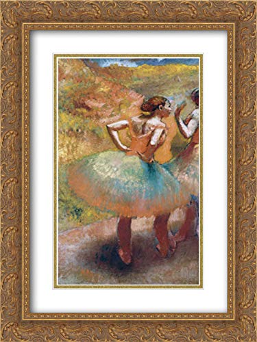 Edgar Degas 14x18 Gold Ornate Framed Two Dancers in Green Skirts Art Print - Museum Quality Double Matted Wall Decor for Living Room, Bedroom & Office