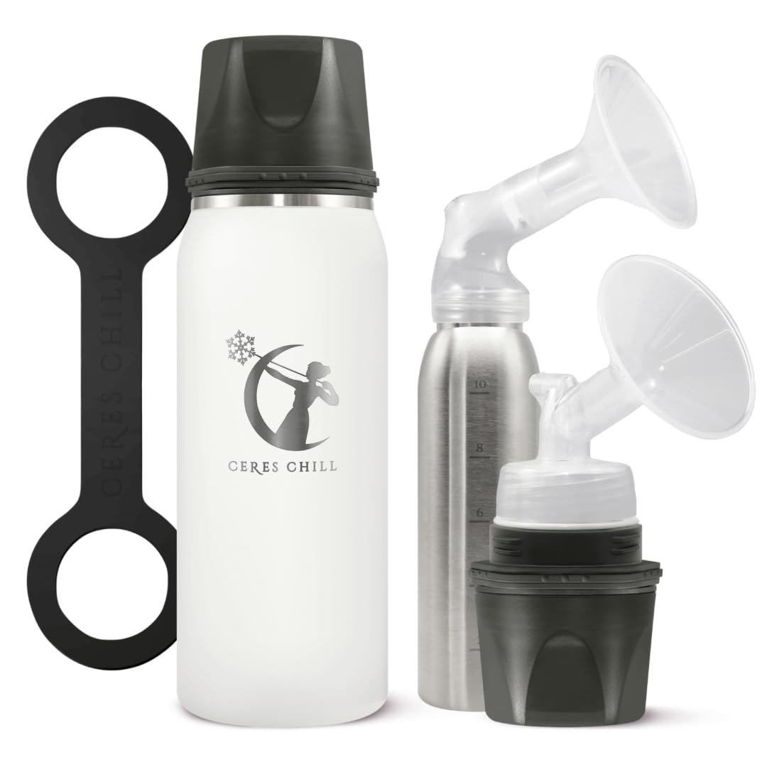 CERES CHILL Breastmilk Chiller - Reusable Milk Storage Container for Breastfeeding Moms | Keeps Breastmilk Fresh & Safe Up to 20 Hours | Compatible with All Major Breast Pumps | Perfect for Travel, Work & On-the-Go Moms (1 Chiller, Bright White)