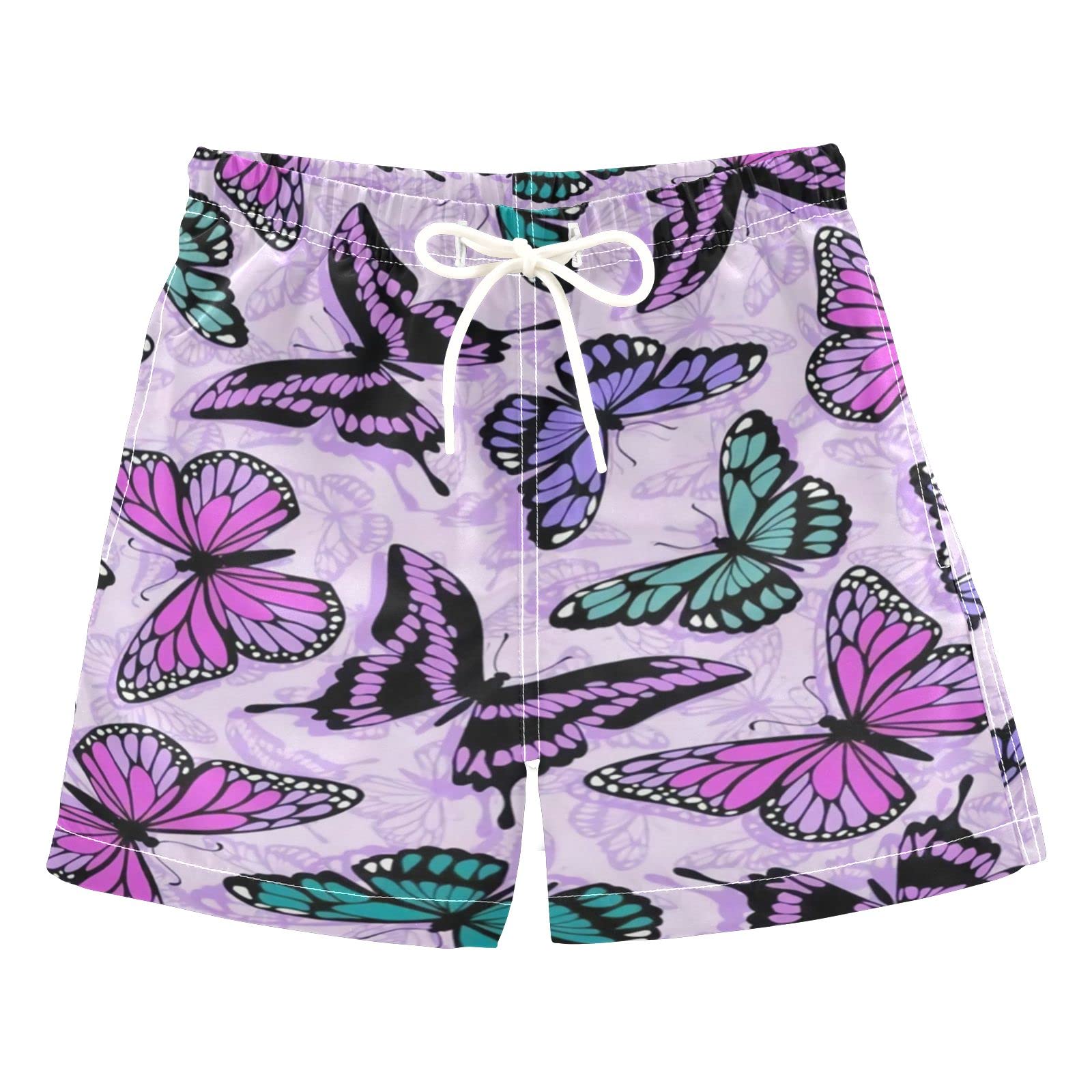Boys Butterfly Swim Trunks - Quick Dry Board Shorts for Beach, Surf & Swimming | Hawaii Vacation Essentials for Kids | Perfect for Pool, Water Parks & Summer Activities