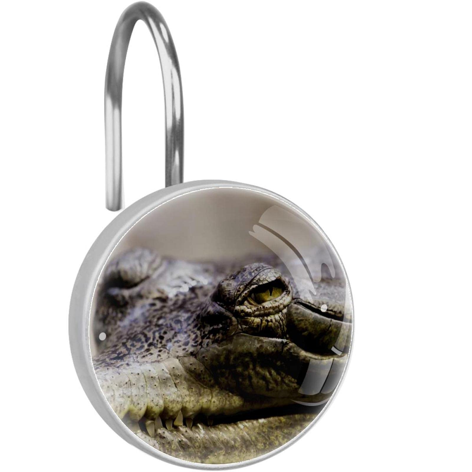 12PCS Wild Animal Shower Curtain Hooks - Crocodile & Alligator Design for Bathroom Decor, Durable Rustproof Hooks for Shower Liners, Bathtub Curtains (Perfect for Jungle Theme Bathrooms)