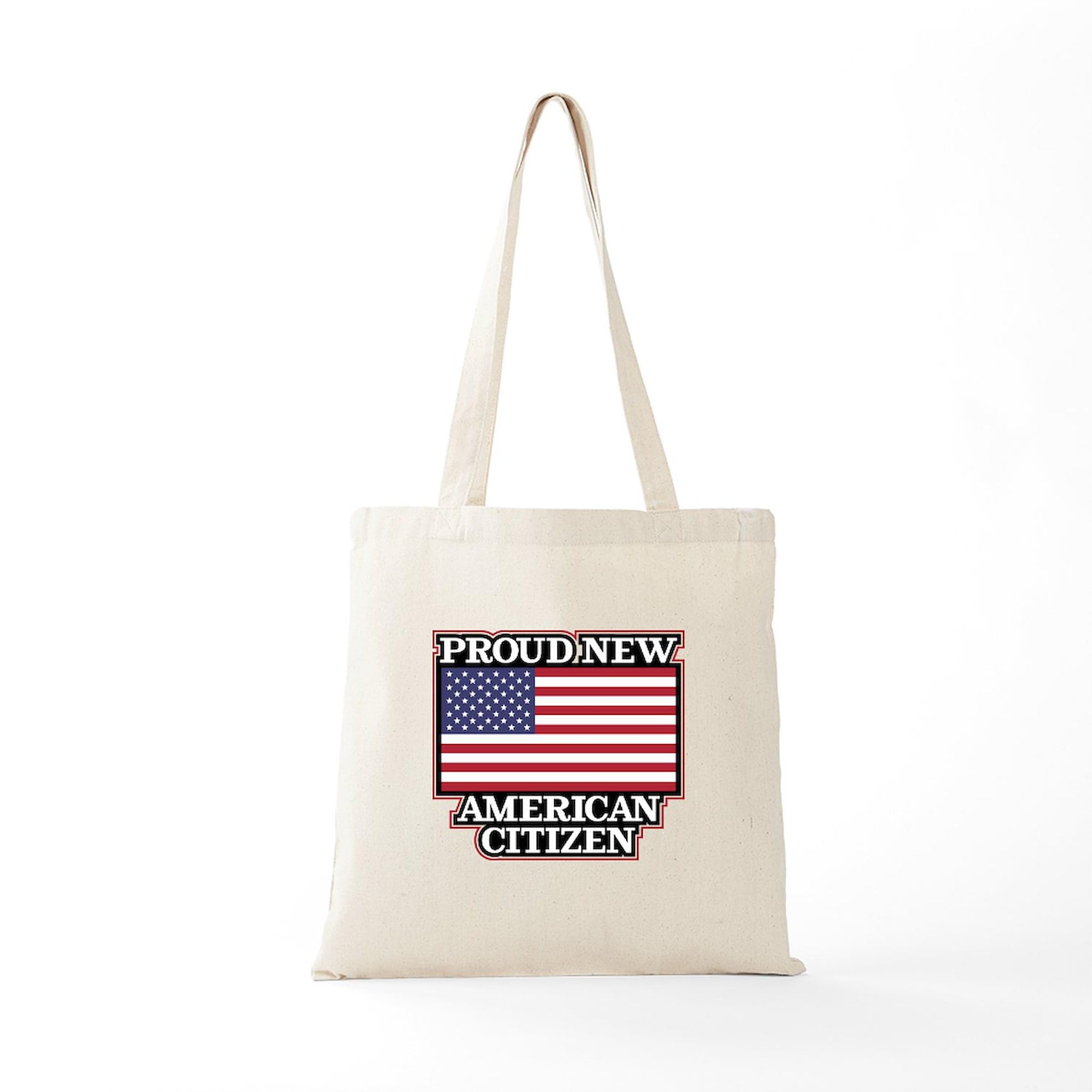Proud New American Citizen Tote Bag - Natural Canvas Reusable Shopping Bag for Groceries, Beach & Everyday Use | Eco-Friendly & Durable