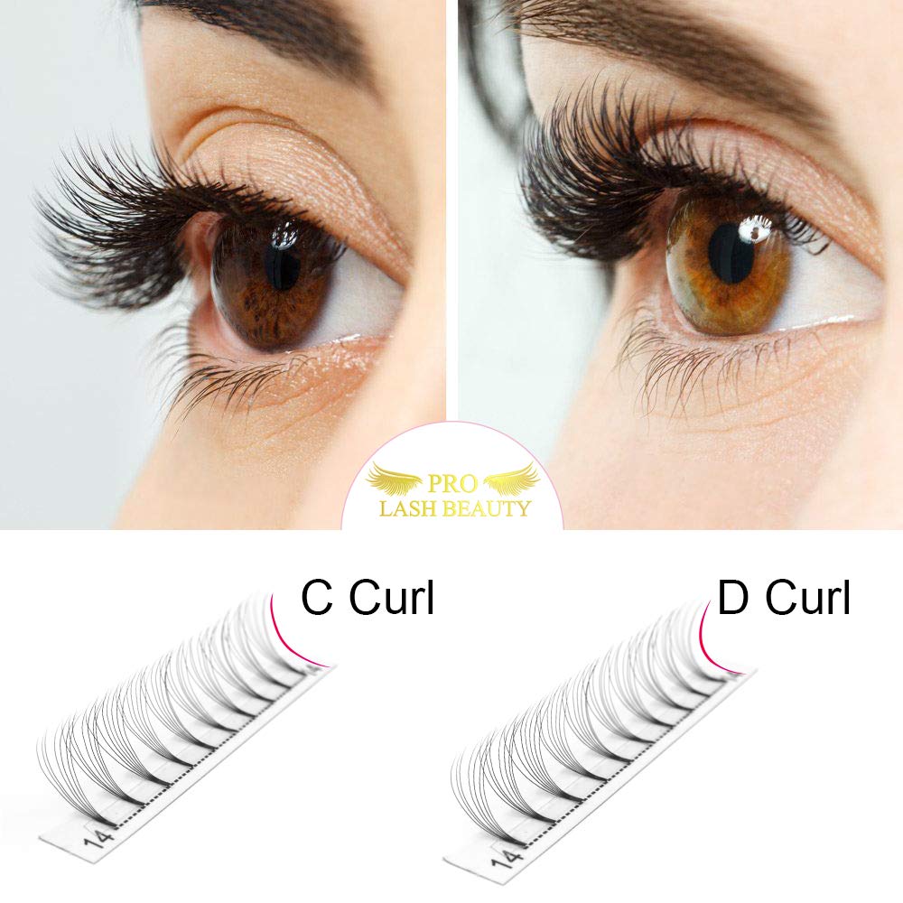 7D Volume Eyelash Extensions - C Curl 0.07mm 16mm Short Stem Premade Fans (3D/5D/7D) for Dramatic Eye Look - Perfect for Weddings, Parties & Professional Salon Use