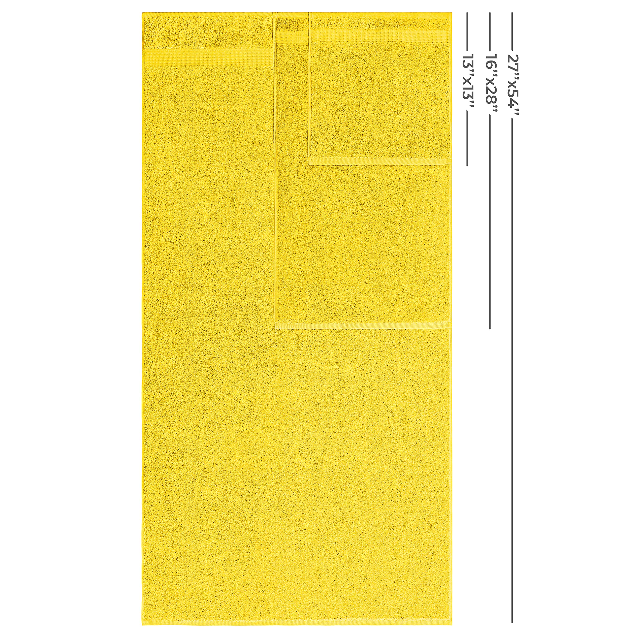 Premium 100% Cotton Turkish 6-Piece Bath Towel Set - 2 Bath Towels, 2 Hand Towels & 2 Washcloths - Ultra Soft & Absorbent Luxury Bathroom Essentials in Yellow - Perfect for Spa, Hotel & Home Use