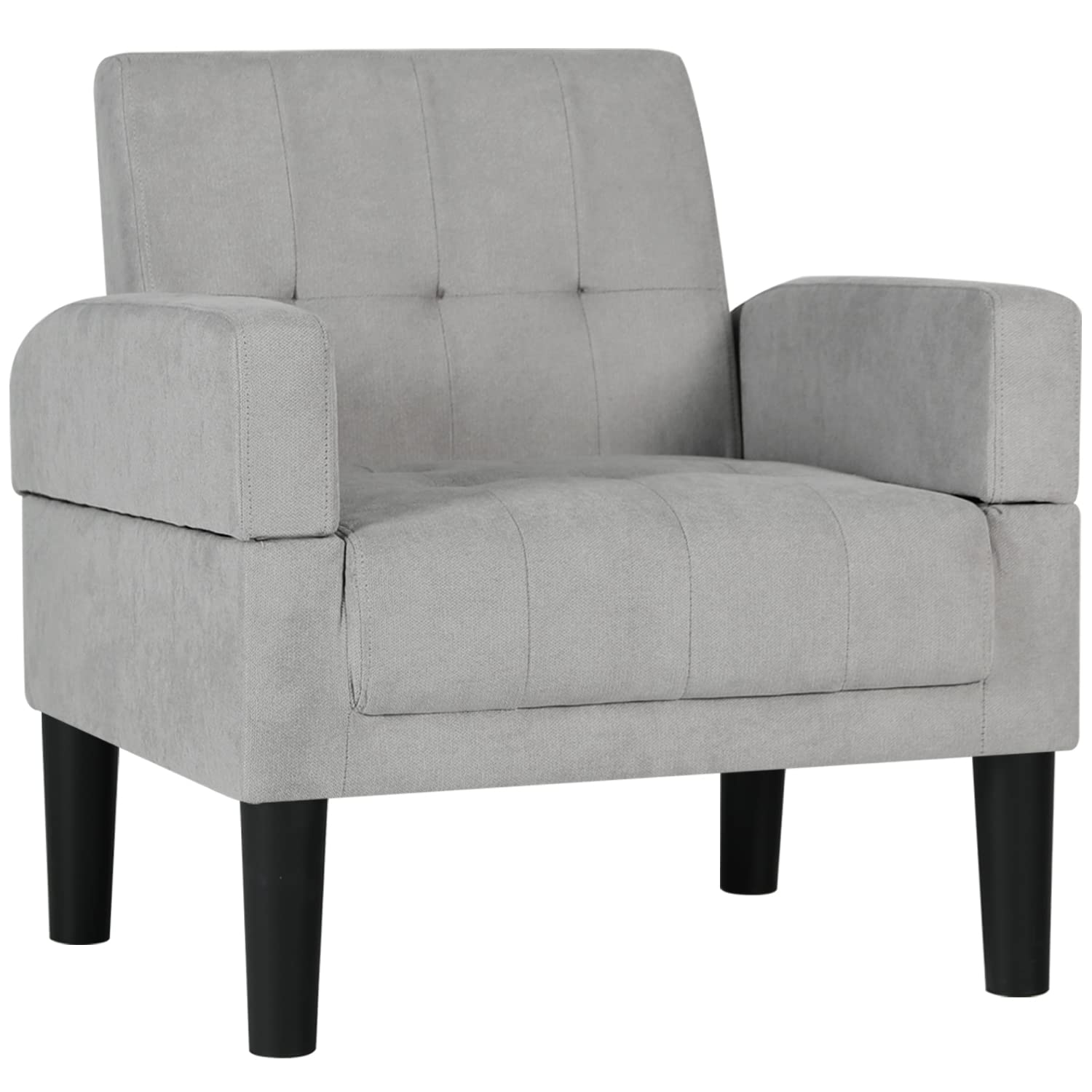 AILEEKISS Modern Upholstered Accent Chair - Light Gray Fabric Armchair for Living Room, Bedroom & Office - Comfortable Single Sofa Chair for Relaxing, Reading & Lounging