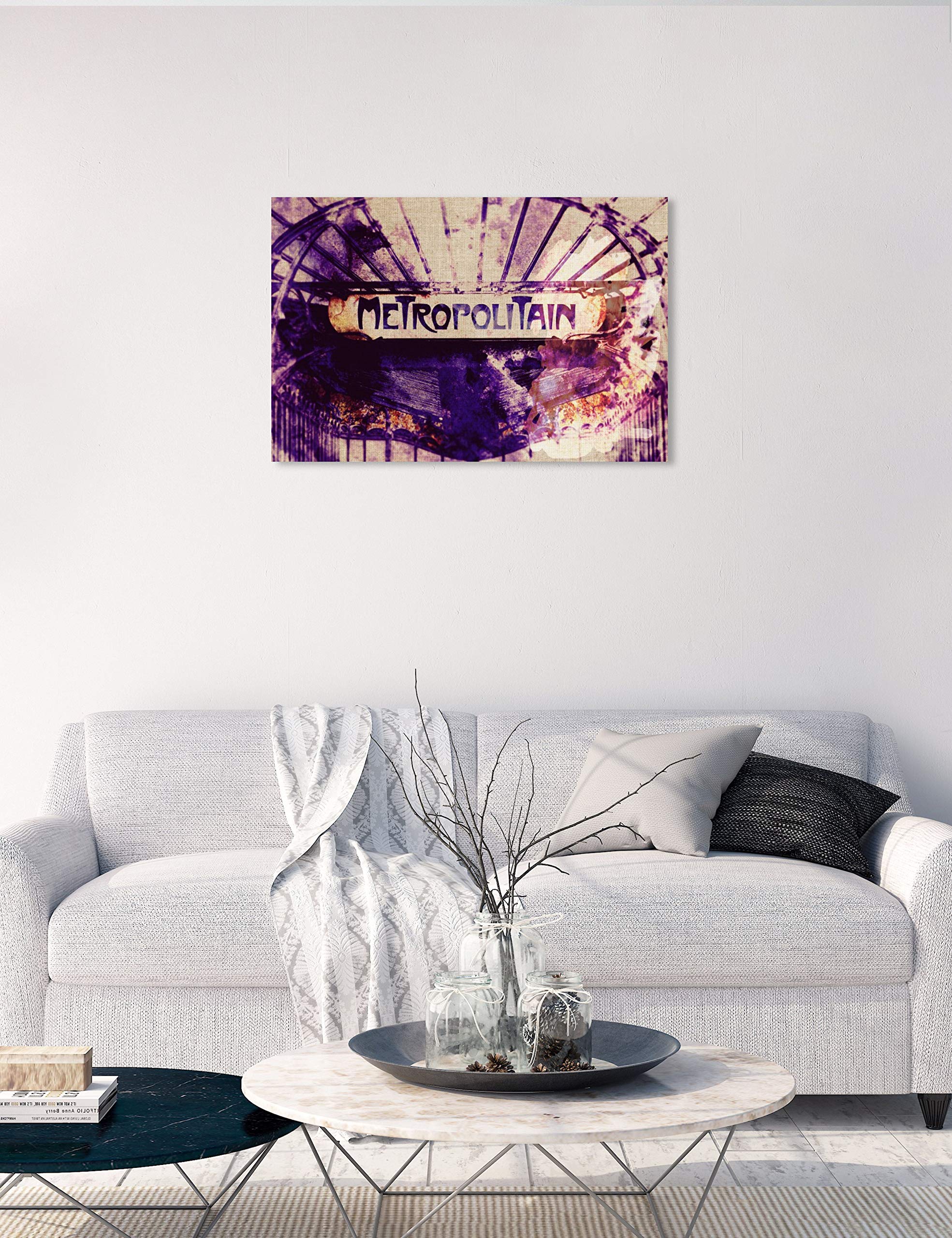 Oliver Gal Artist Co. 'Metropolitain' Purple & White Architecture Wall Art Canvas Print - 15x10 Inches Modern Home Decor for Living Room, Bedroom & Office
