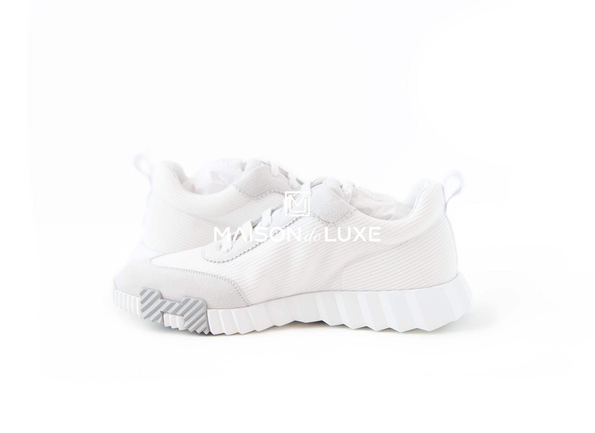 Hermes Men's White Bouncing 43 Sneakers - Premium Leather Casual Shoes for Men | Perfect for Running, Walking & Everyday Wear