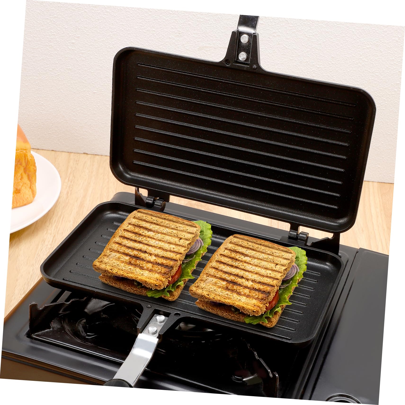 Non-Stick Double-Sided Sandwich & Pancake Grill Pan - Breakfast Skillet, BBQ Maker & Electric Clamshell Snack Cooker | Perfect for Home Kitchen, Camping & Quick Meals