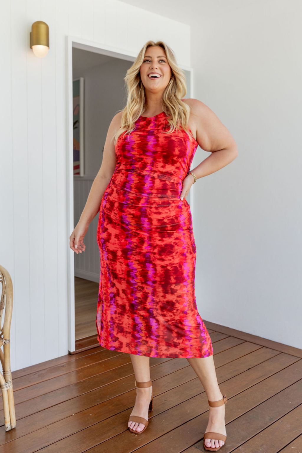 Teagan Mesh Midi Dress in Red | Flowy Summer Dress for Women | Perfect for Beach Vacations, Date Nights & Outdoor Parties