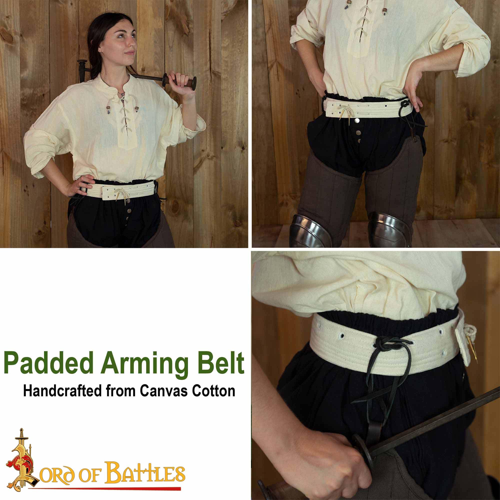 Lord of Battles Medieval Padded Arming Belt - Cotton Canvas Historical Armor Belt for LARP, Cosplay & Renaissance Fairs - Perfect for Medieval Reenactments & Fantasy Costume Accessories