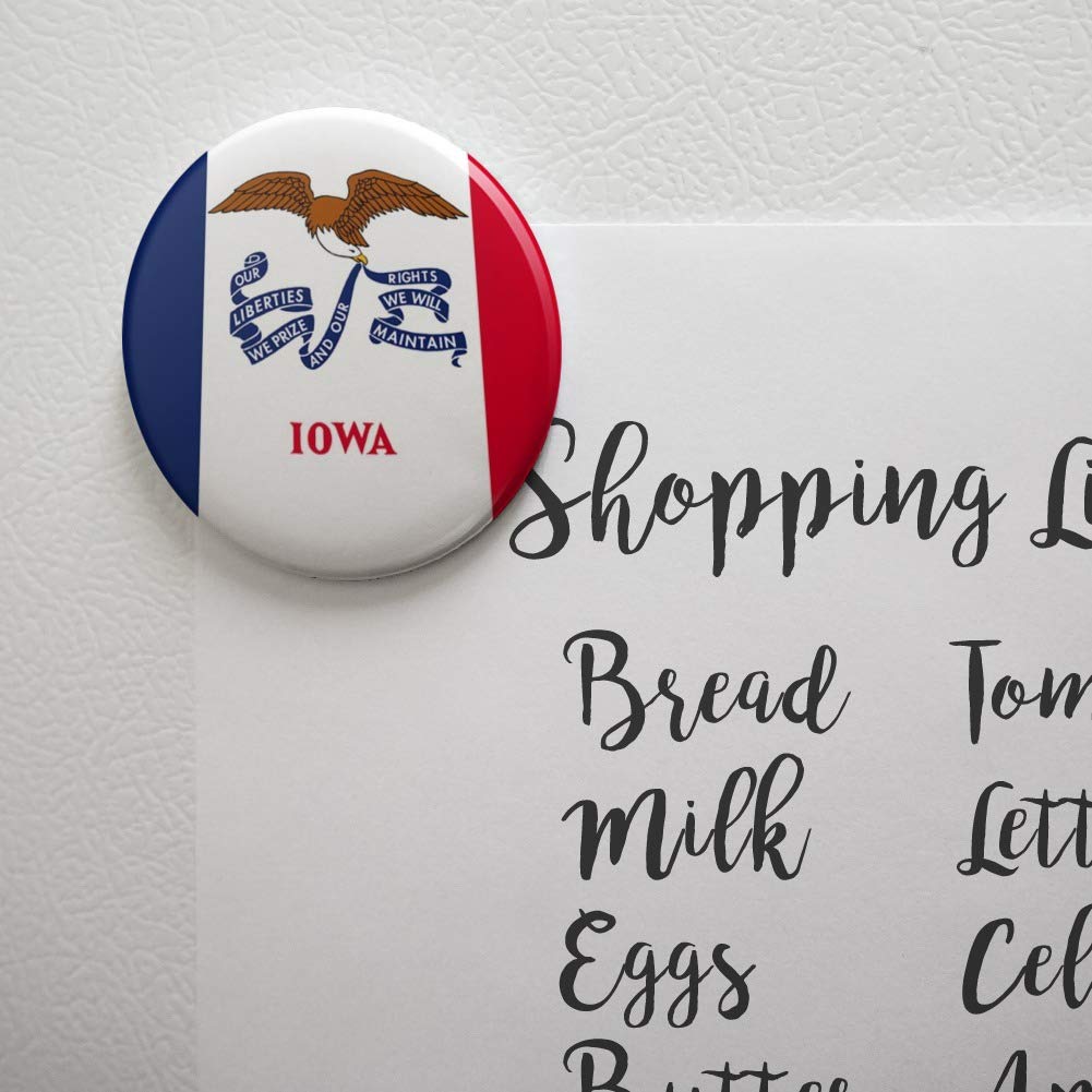 Iowa State Flag Refrigerator Magnet - Strong Kitchen Fridge Locker Decorative Button Magnet for Home, Office, Dorm & Gifts