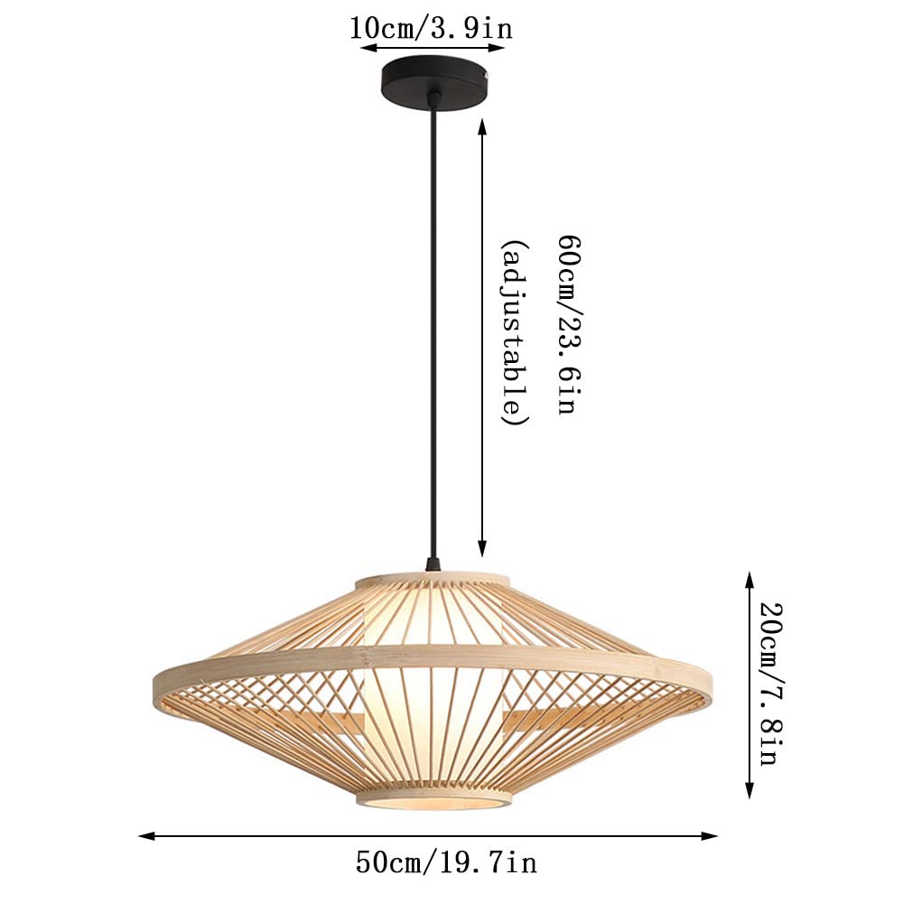 Stylish Bamboo Dome Wicker Chandelier - Natural Rattan Basket Ceiling Pendant Light Shade - Rustic Japanese Inspired Lamp for Living Room, Bedroom, or Cafe Decor - Perfect for Boho, Farmhouse & Zen Interior Design