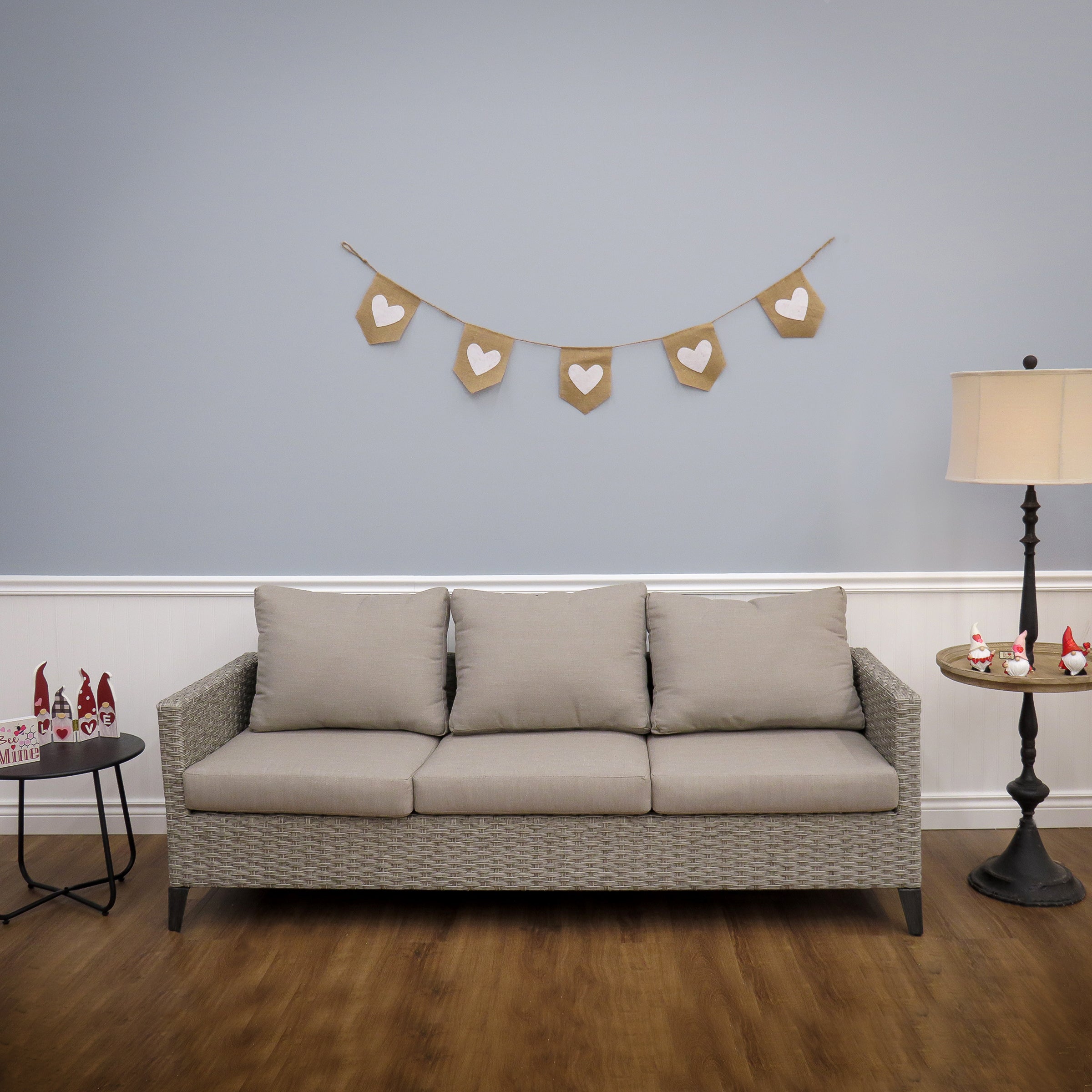 6 ft. Valentine's Day Jute Garland with Natural & White Hearts - Romantic Home Decor for Weddings, Parties & Photo Backdrops