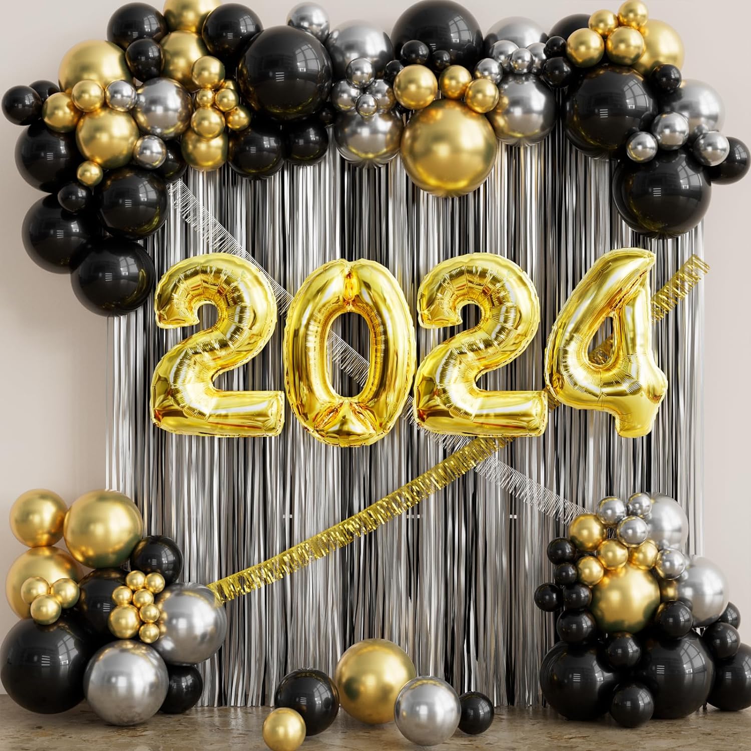2024 Graduation Garland Backdrop with Fringe Curtain - Perfect for Graduation Party Decorations, Photo Booths & School Events