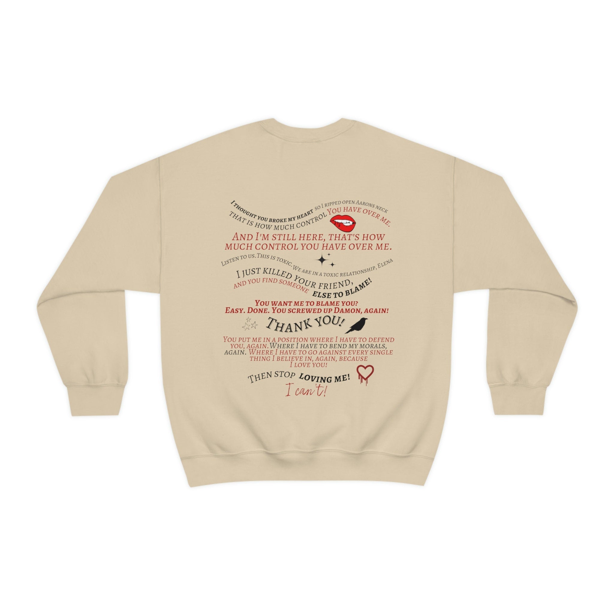 Team Delena TVD Crewneck Sweatshirt - Damon & Elena Salvatore The Vampire Diaries Merch - Perfect for Fan Gifts, Cosplay & TV Show Themed Parties