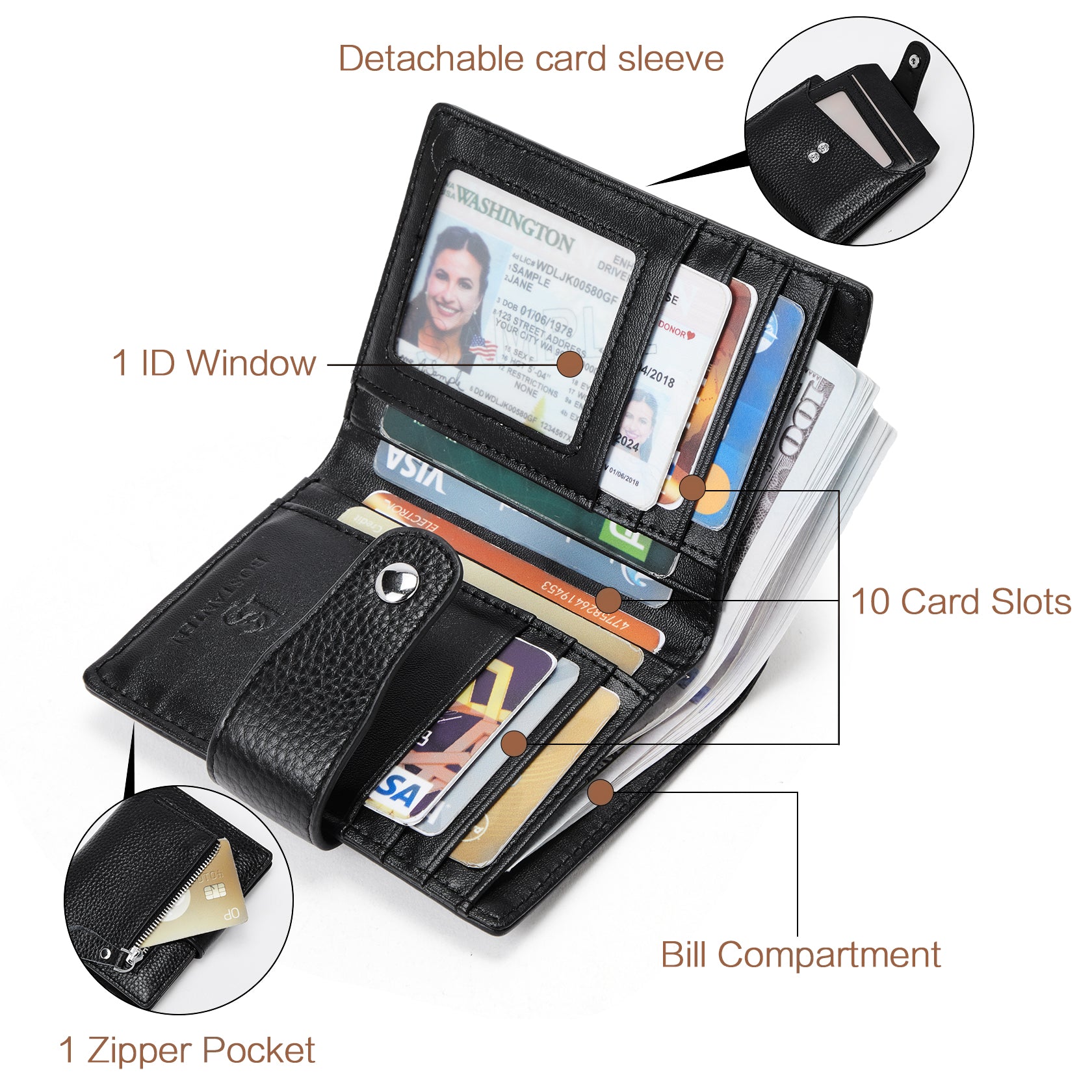 Handcrafted Genuine Leather Wallet for Men & Women - Premium Hand Tooled Bifold Wallet - Perfect for Everyday Use, Travel & Gifts