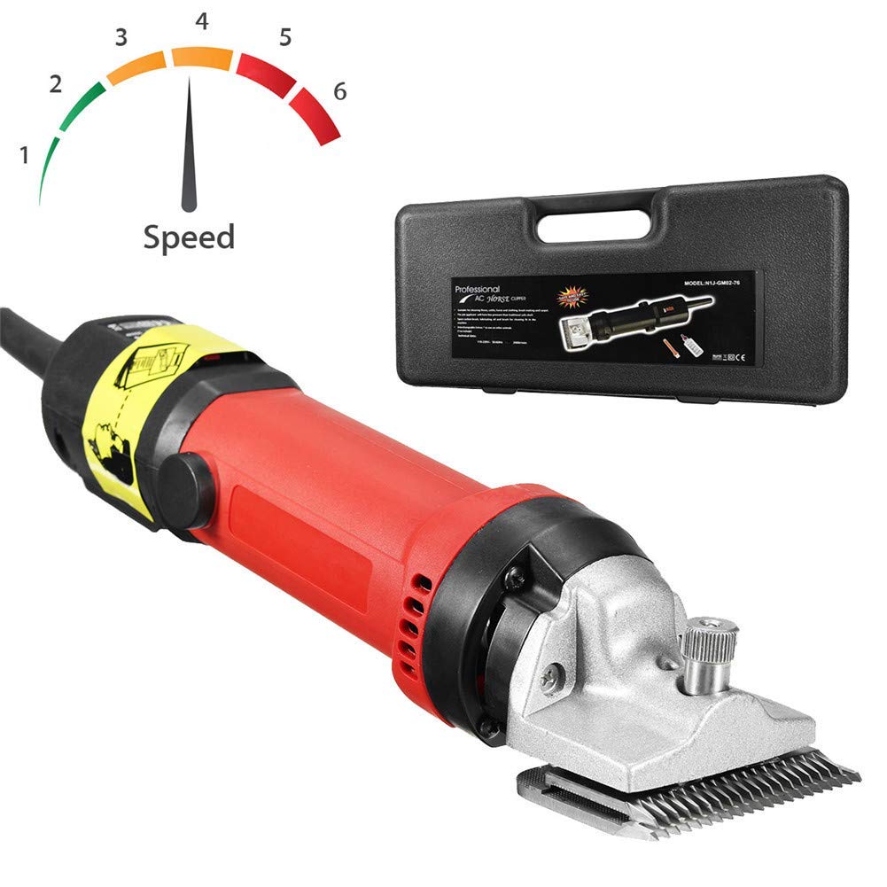 Professional 500W Heavy Duty Electric Horse Hair Clipper - 6-Speed Adjustable Low Vibration Equine Shears for Grooming Horses, Pets & Livestock - Perfect for Stable, Farm & Show Preparation