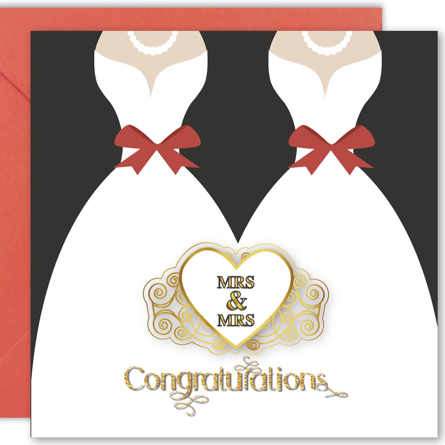 Mrs & Mrs Cult Kitty Wedding Card - Unique Lesbian & LGBT Wedding Invitation, Bride Card & Same-Sex Couple Gift for Wedding Day Celebrations - Perfect for Pride Weddings, Anniversaries & LGBTQ+ Events