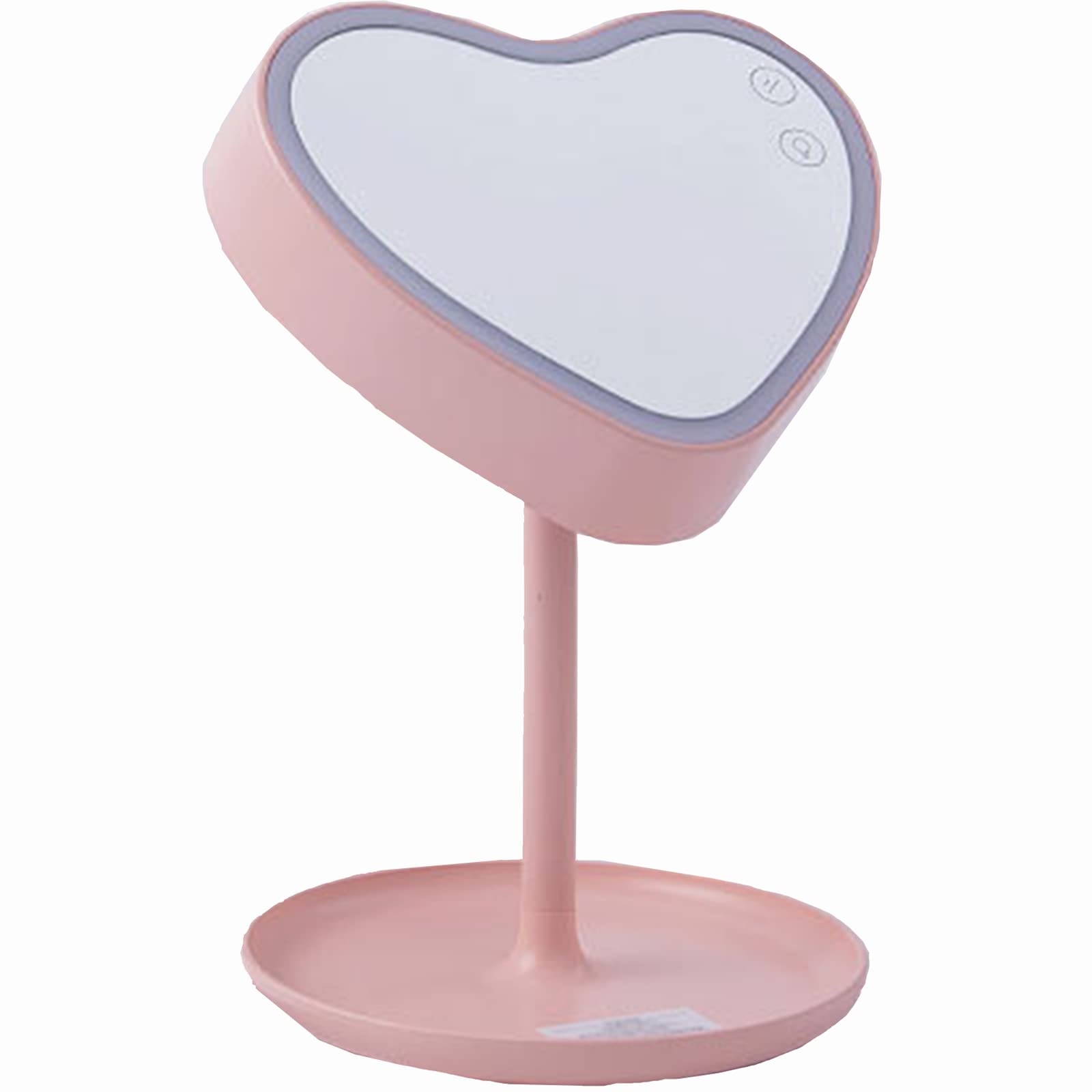 Heart-Shaped LED Makeup Mirror with Adjustable Brightness - Rechargeable Vanity Mirror for Home & Travel - Perfect for Makeup, Skincare, and Hair Styling