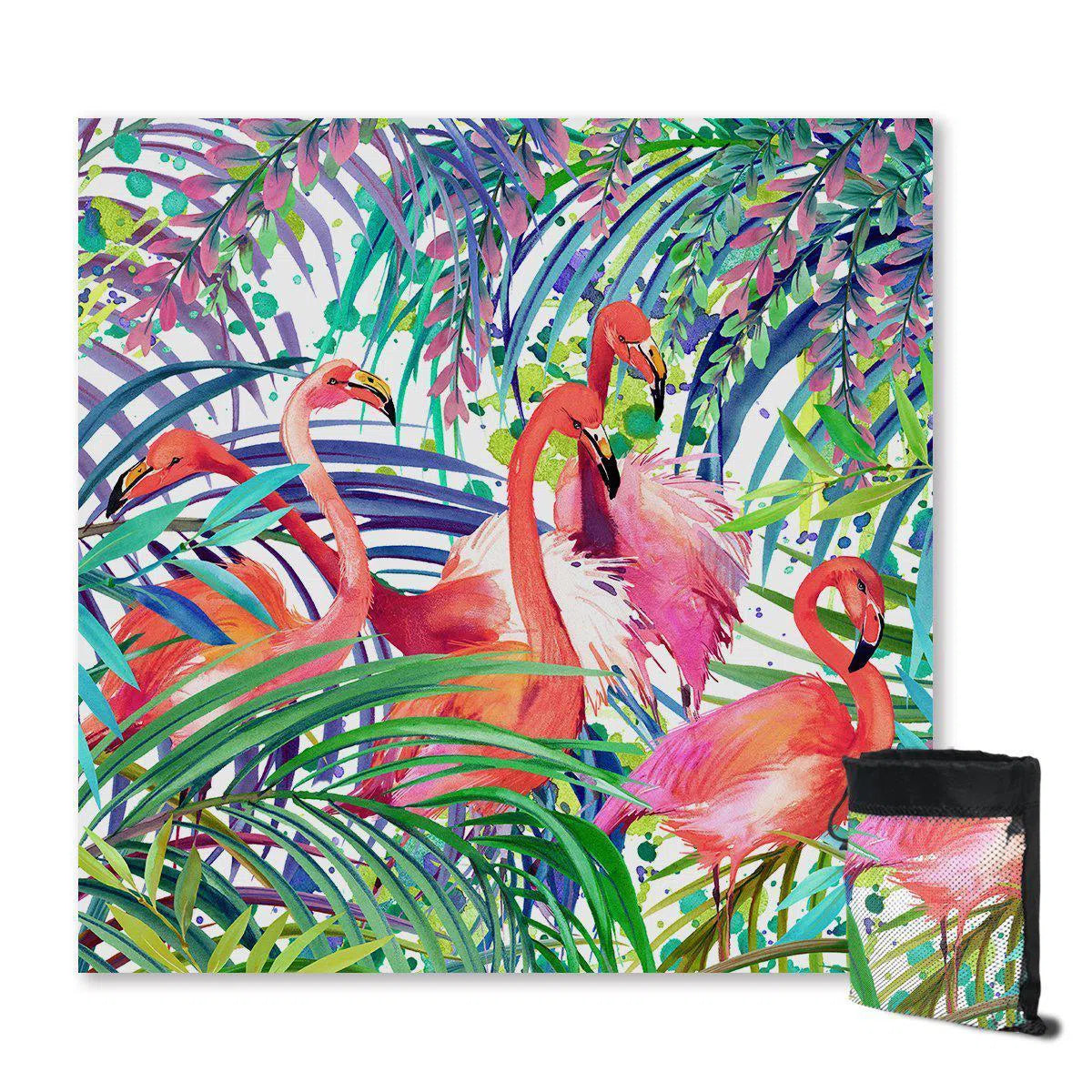 Premium Flamingo Print Sand-Free Quick Dry Beach Towel - Lightweight, Super Absorbent for Pool, Travel, and Outdoor Activities
