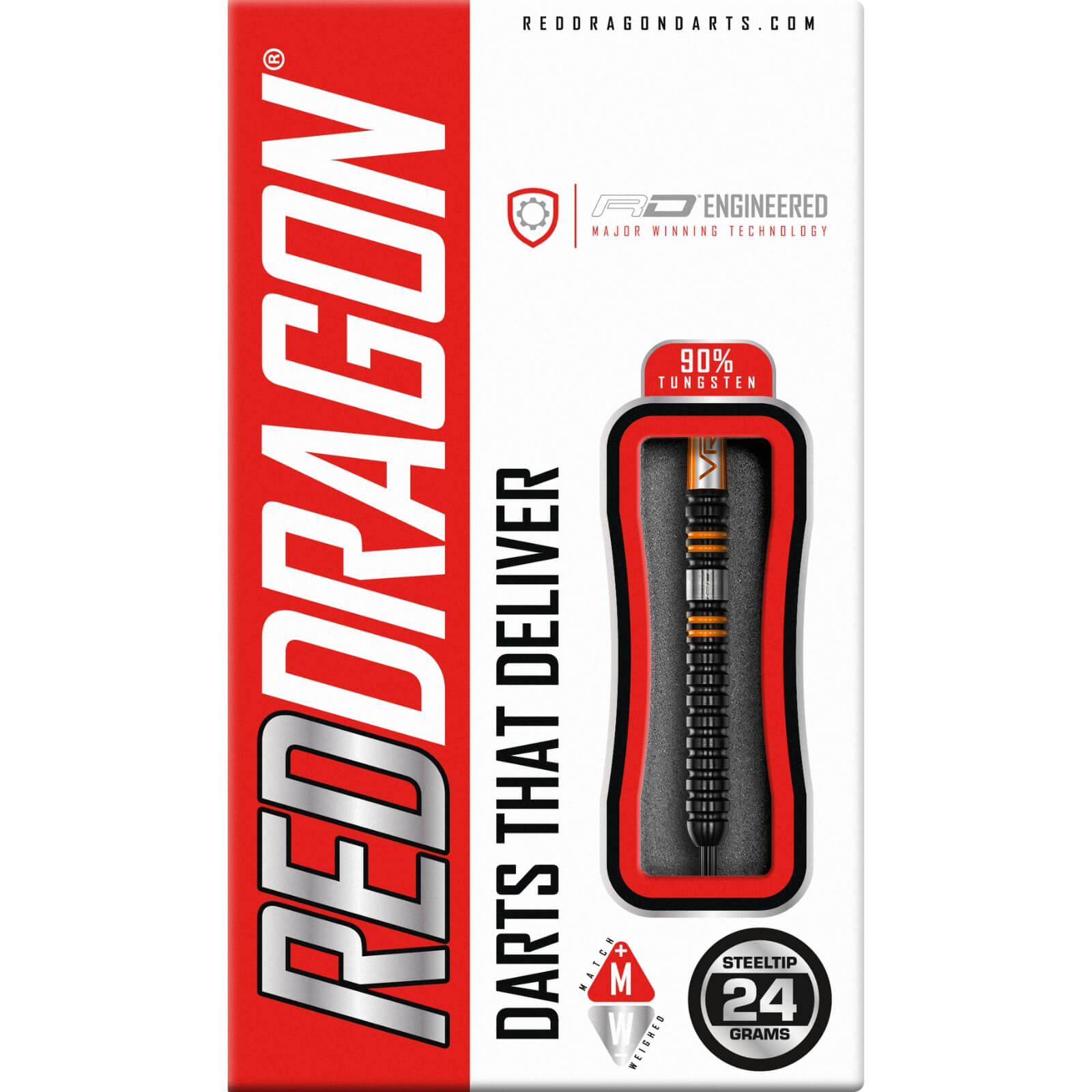 Red Dragon Amberjack Pro 1 Steel Tip Darts - 90% Tungsten (22g, 24g, 26g) - Professional Darts for Tournaments & Home Practice