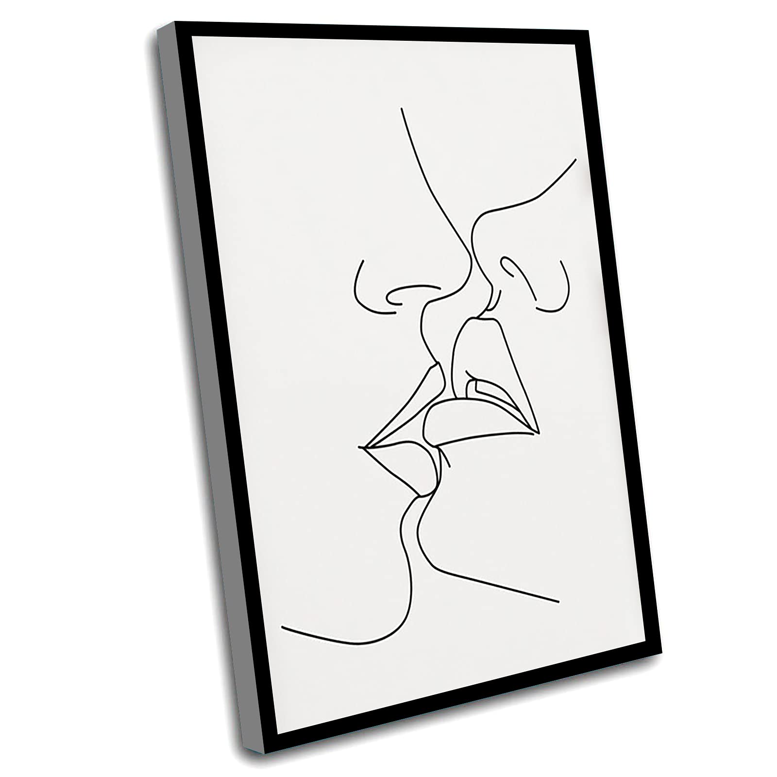 Farmhouse Wall Decor - Minimalist Line Art Prints, Couple Kissing Canvas Wall Art, Love Line Drawing, 8x12 Inch Framed - Perfect for Living Room, Bedroom & Home Office Decor