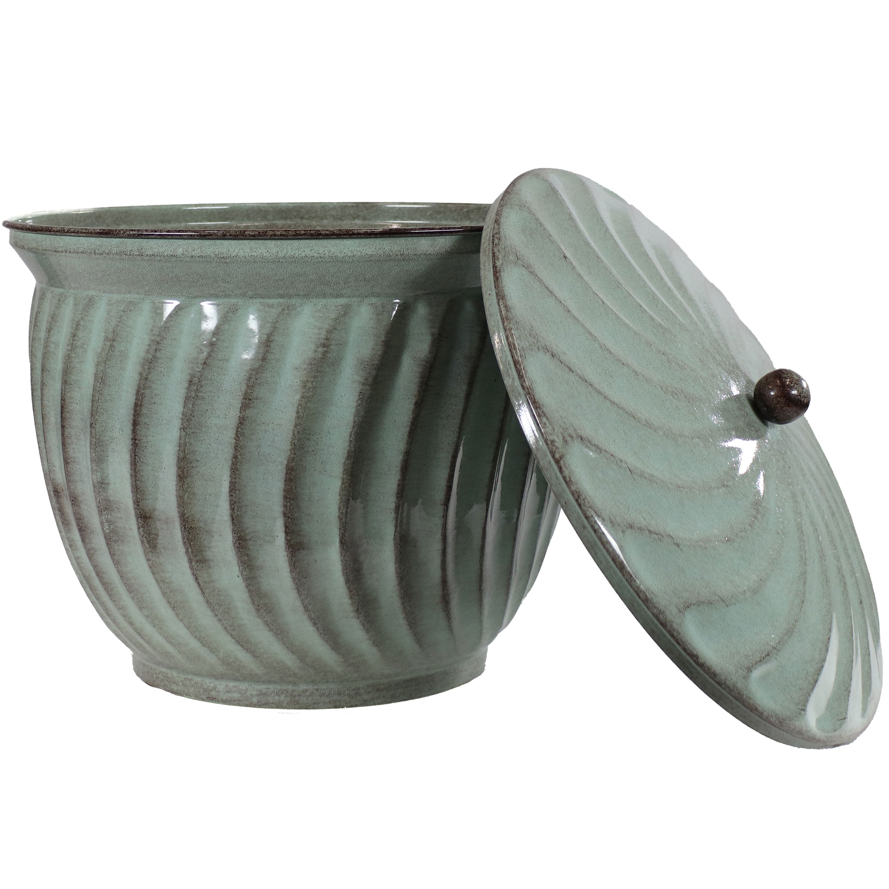 Sturdy Metal Garden Hose Holder with Lid - Durable Outdoor Storage for Hoses, Perfect for Patio, Yard & Garden Organization