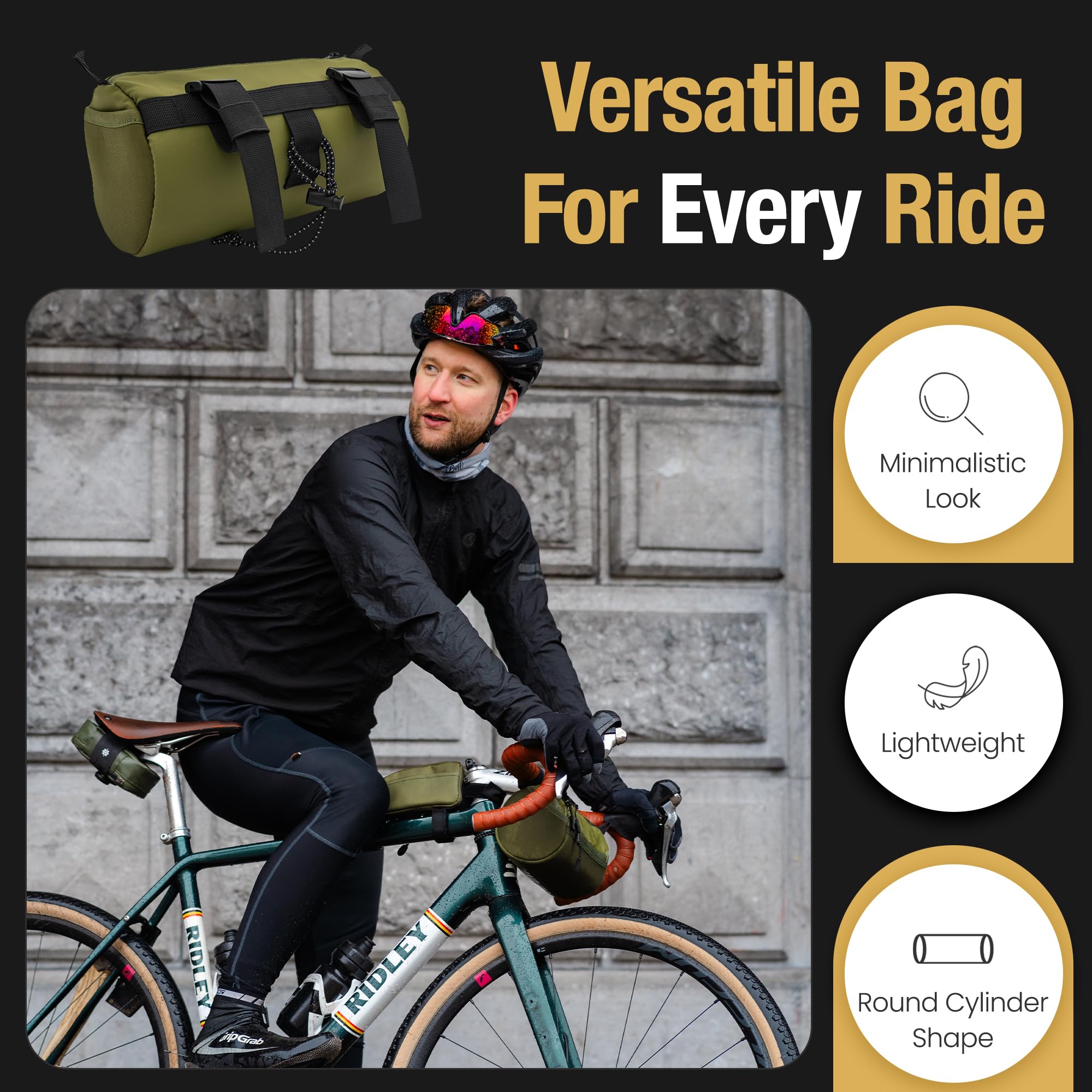 Lumiere & Co. Waterproof Bike Handlebar Bag - Front Bicycle Bag for Mountain & Road Bikes - Durable Cycling Accessories for Commuting, Touring & Outdoor Adventures