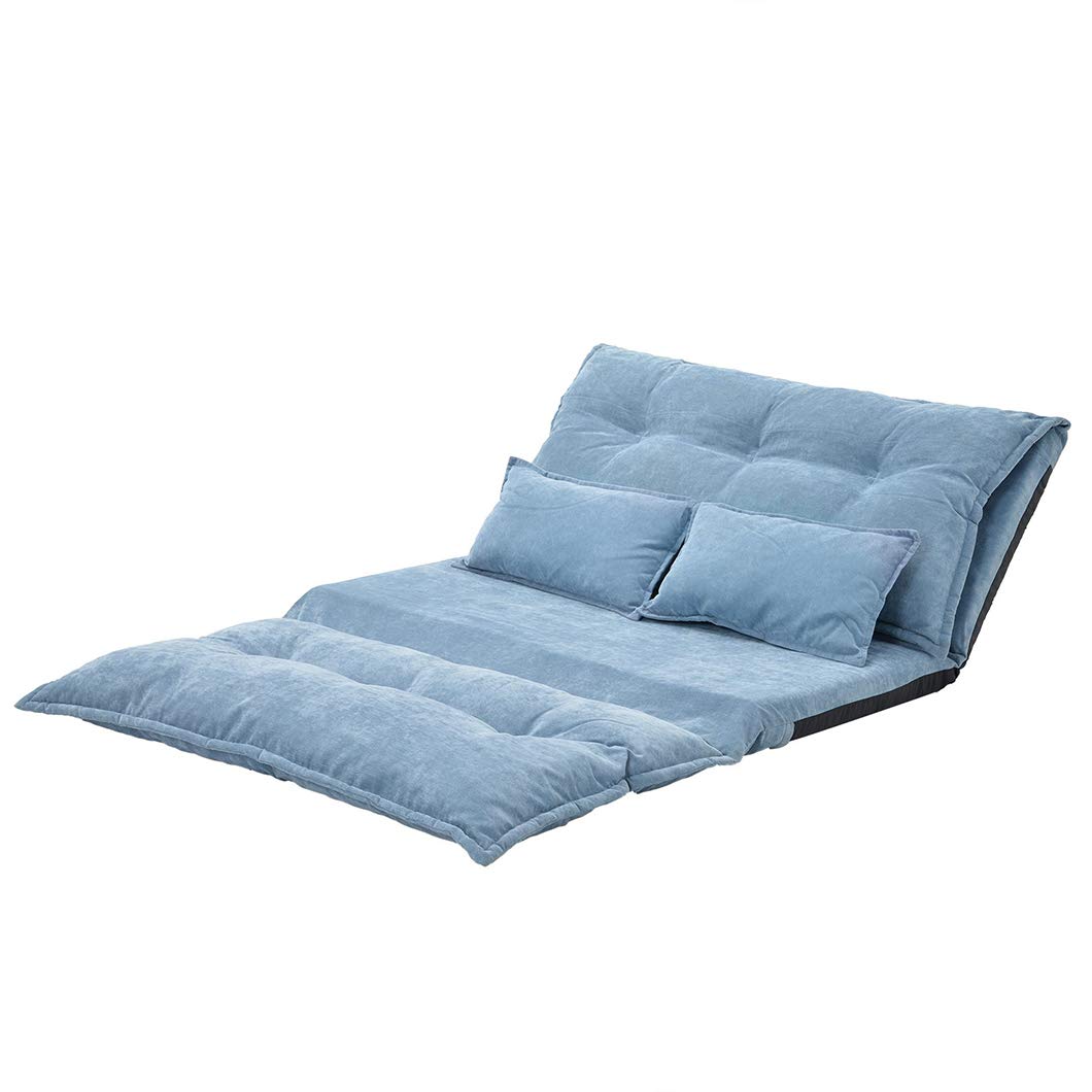 Foldable Floor Sofa Bed - 5-Position Adjustable Backrest with 2 Pillows | Portable Lounger for Small Spaces, Guest Bed, Dorm Room & Apartment Living