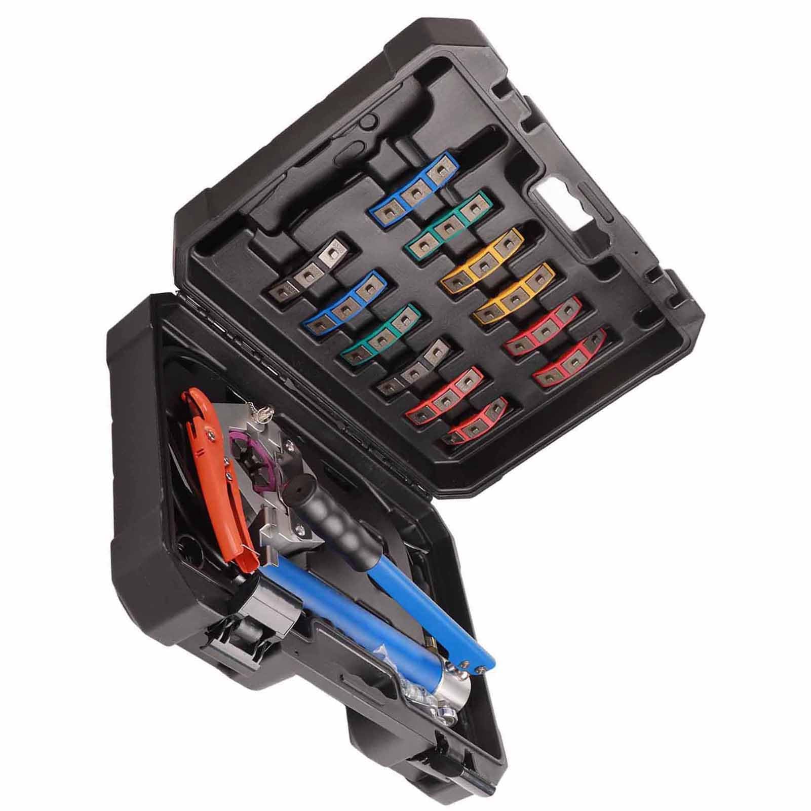 KIMISS Hydraulic Air Hose Crimper Tool Kit - Manual & Auto A/C Hose Crimping Tool Set with Storage Box | Portable Mechanical Repair Kit for Car Air Conditioning, HVAC Systems & Refrigerant Lines