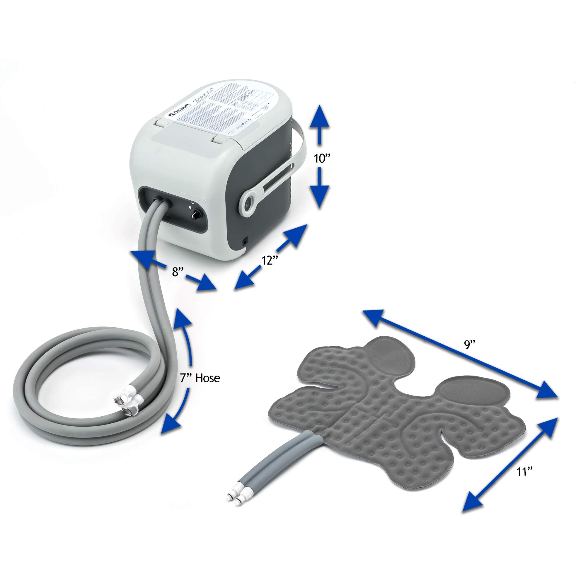Ossur Cold Rush Therapy Machine System with Adjustable Ankle Pad - Quiet, Lightweight Cryotherapy Freeze Kit Pump for Post-Surgery Recovery - Ergonomic Ice Machine for Ankle Pain Relief & Swelling Reduction - Ideal for Sports Injuries, Arthritis, and Post-Operative Care