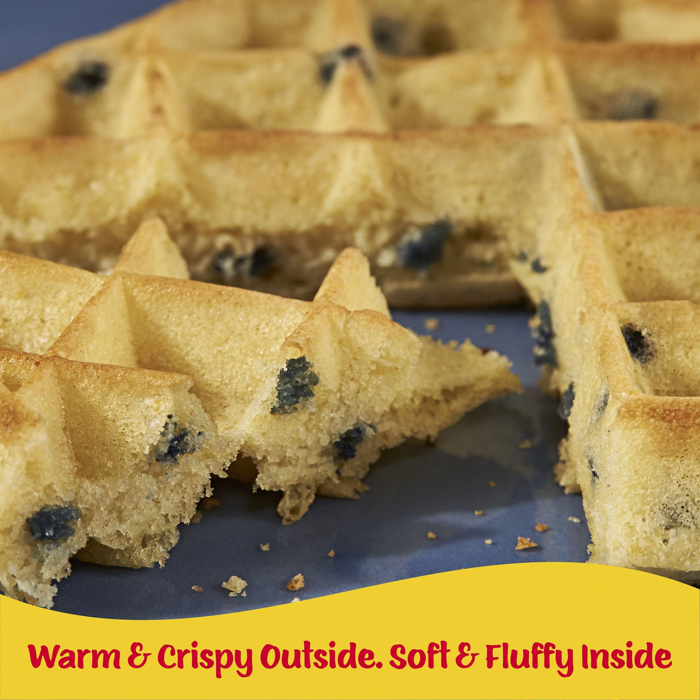 Eggo Thick & Fluffy Belgian Style Blueberry Frozen Waffles - 11.6oz Resealable Box (6 Count) - Perfect for Breakfast, Brunch or Quick Snacks