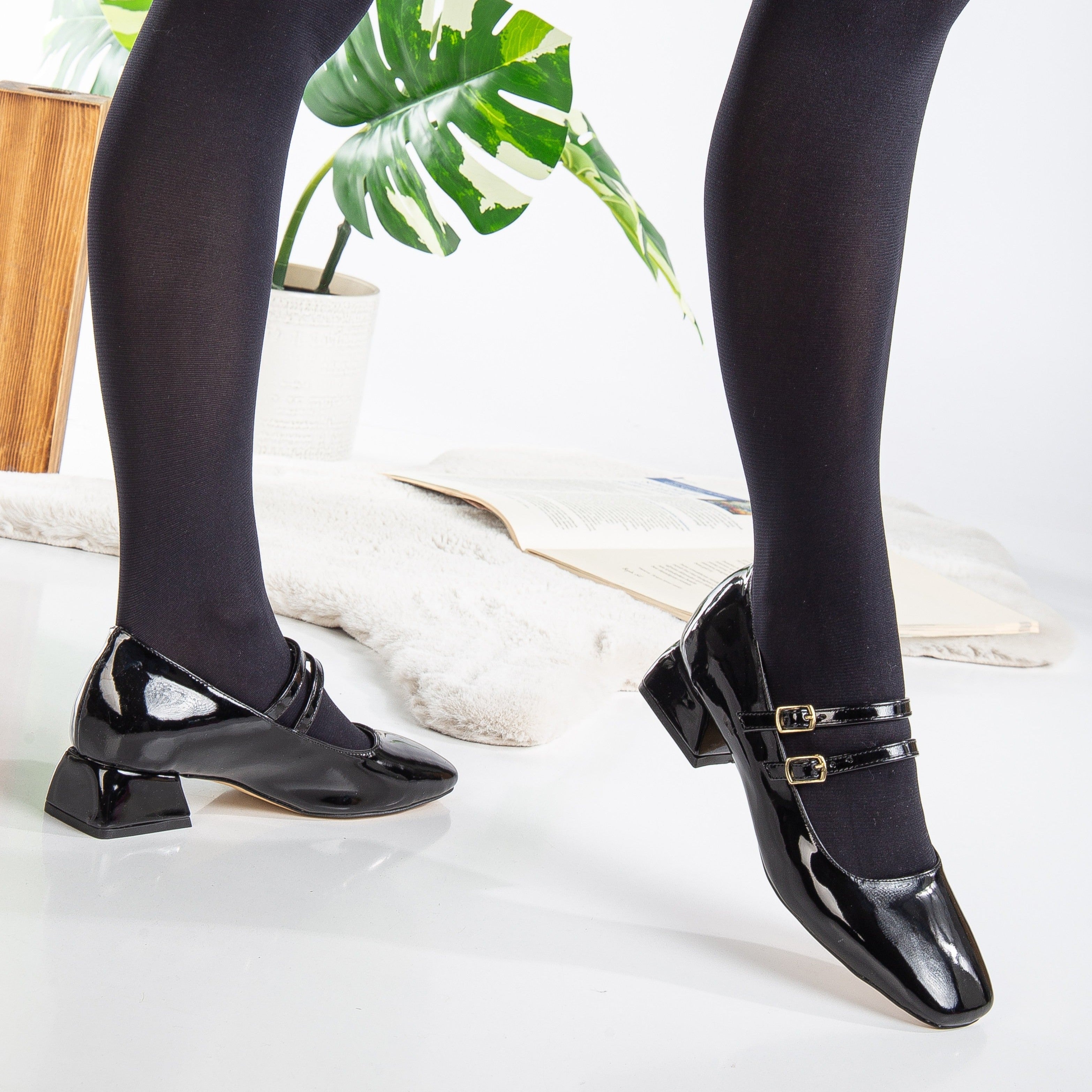 Lizbeth Women's Black Mary Jane Shoes - Classic Comfortable Flat Dress Shoes for Work, Office, and Formal Occasions